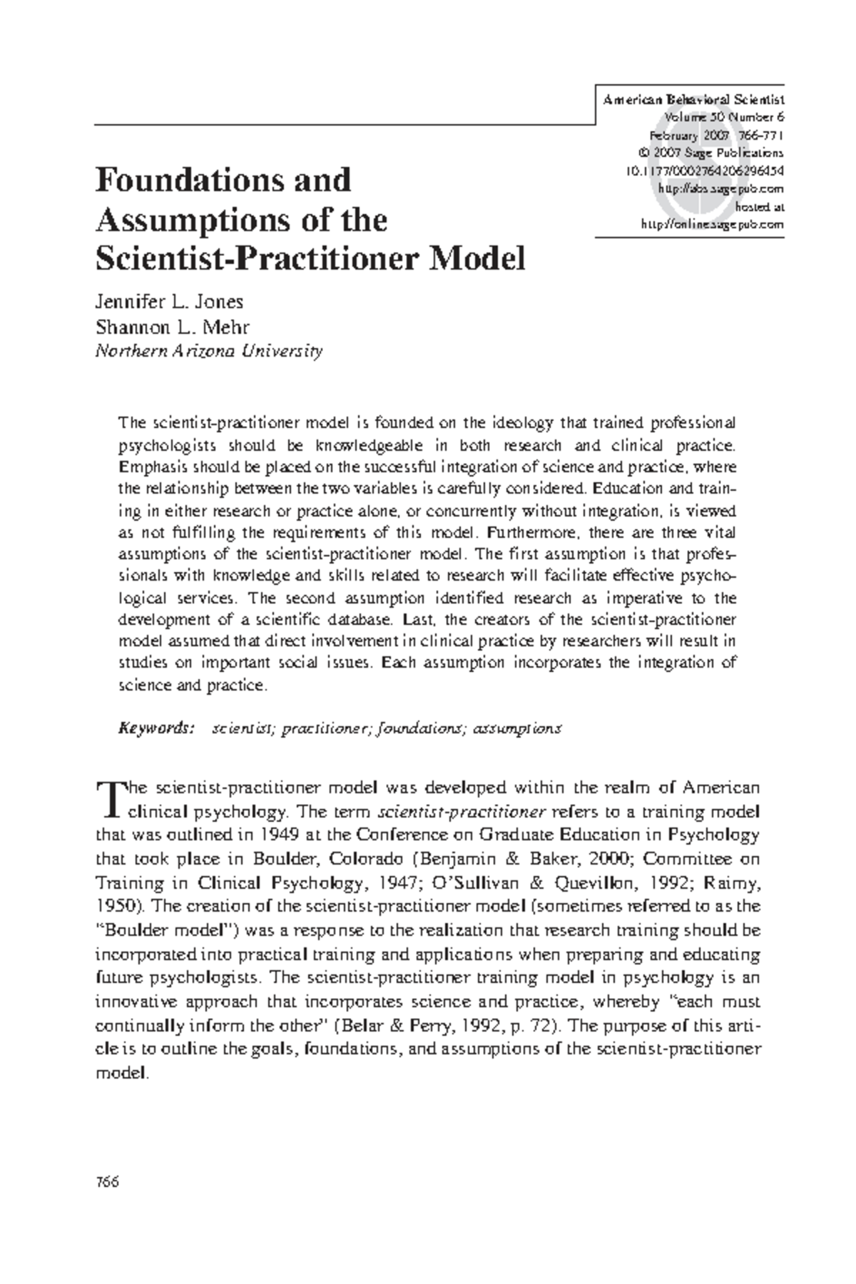 Foundations of the Scientist-Practitioner Model - Studocu