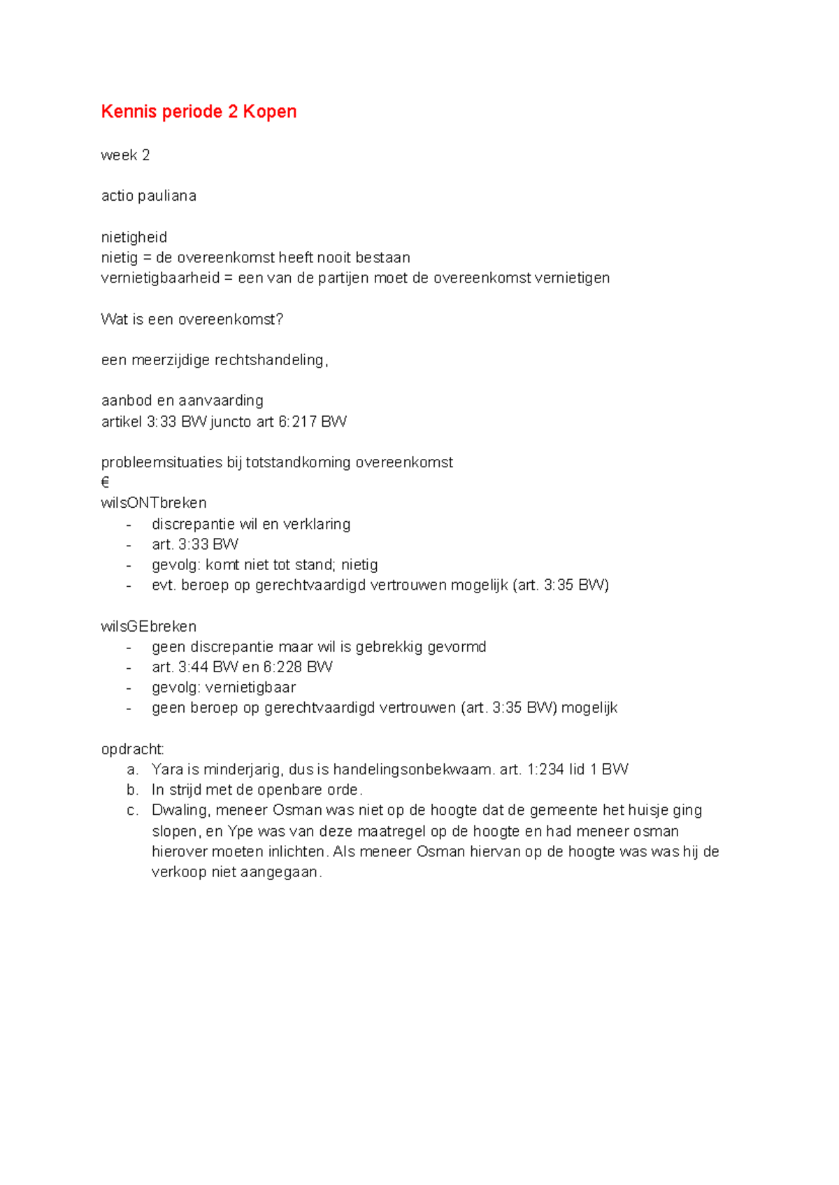 Verbintenissenrecht: Kennisdocument Periode 2 - Kopen en Onrechtmatige ...