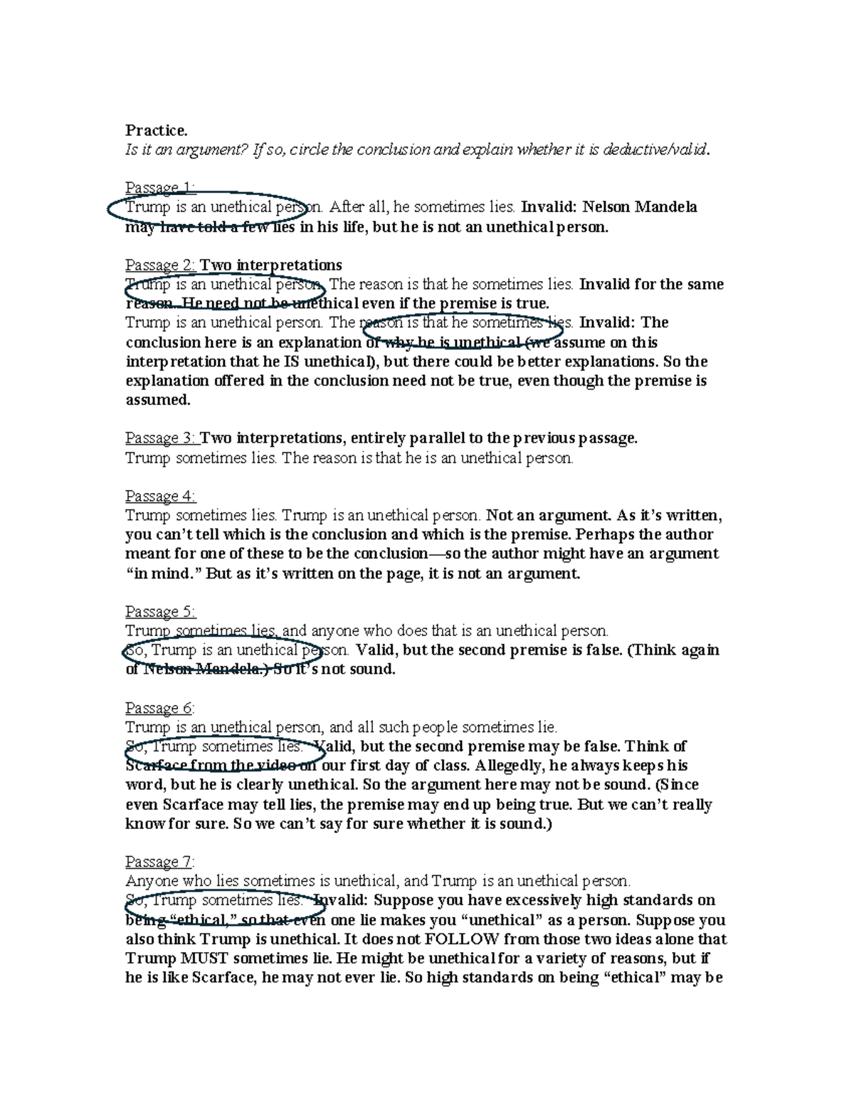 Arguments 3 answers - Practice. Is it an argument? If so, circle the ...