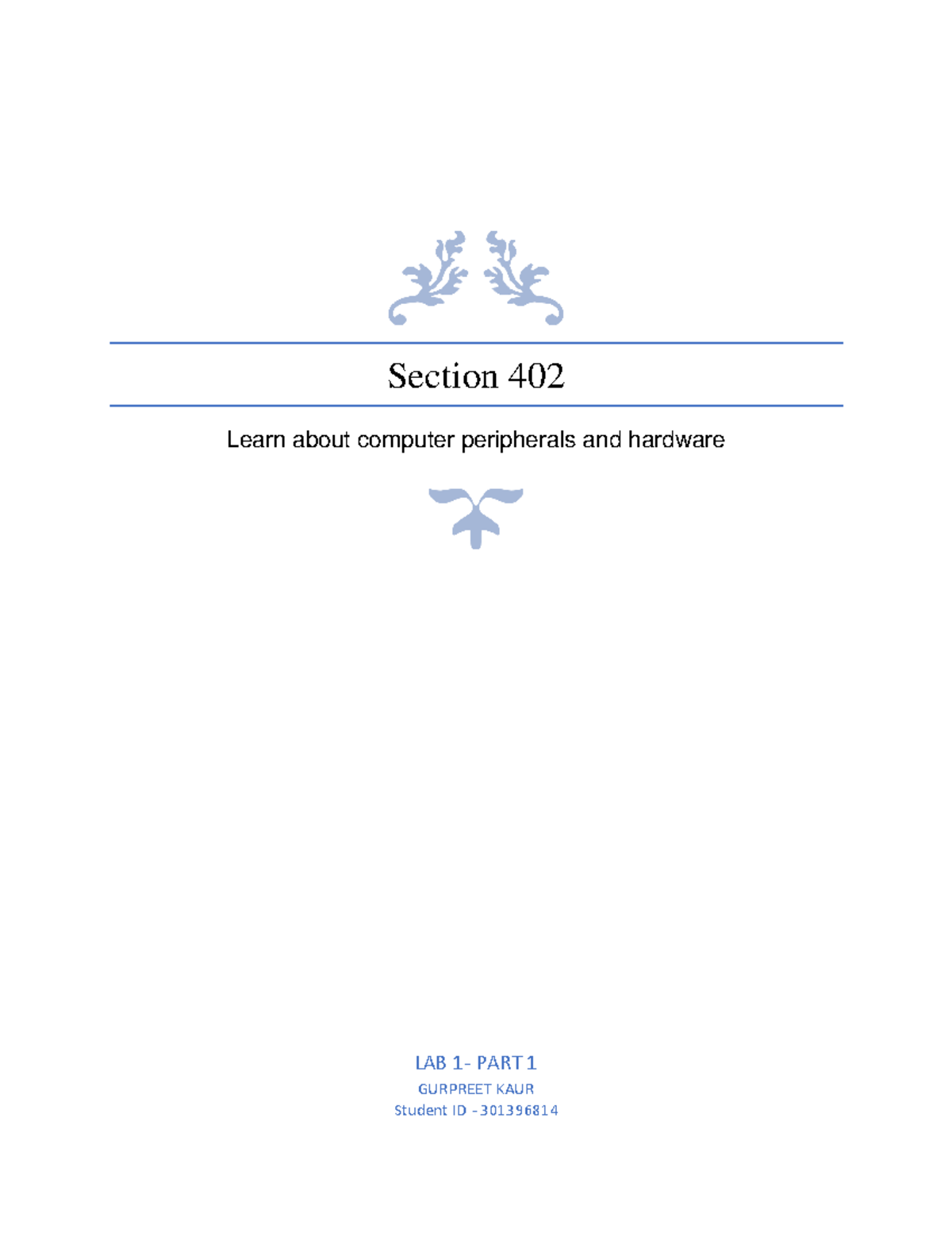 Lab 1 Part 1 - Hardware & Peripherals Overview for COMP120 - Studocu