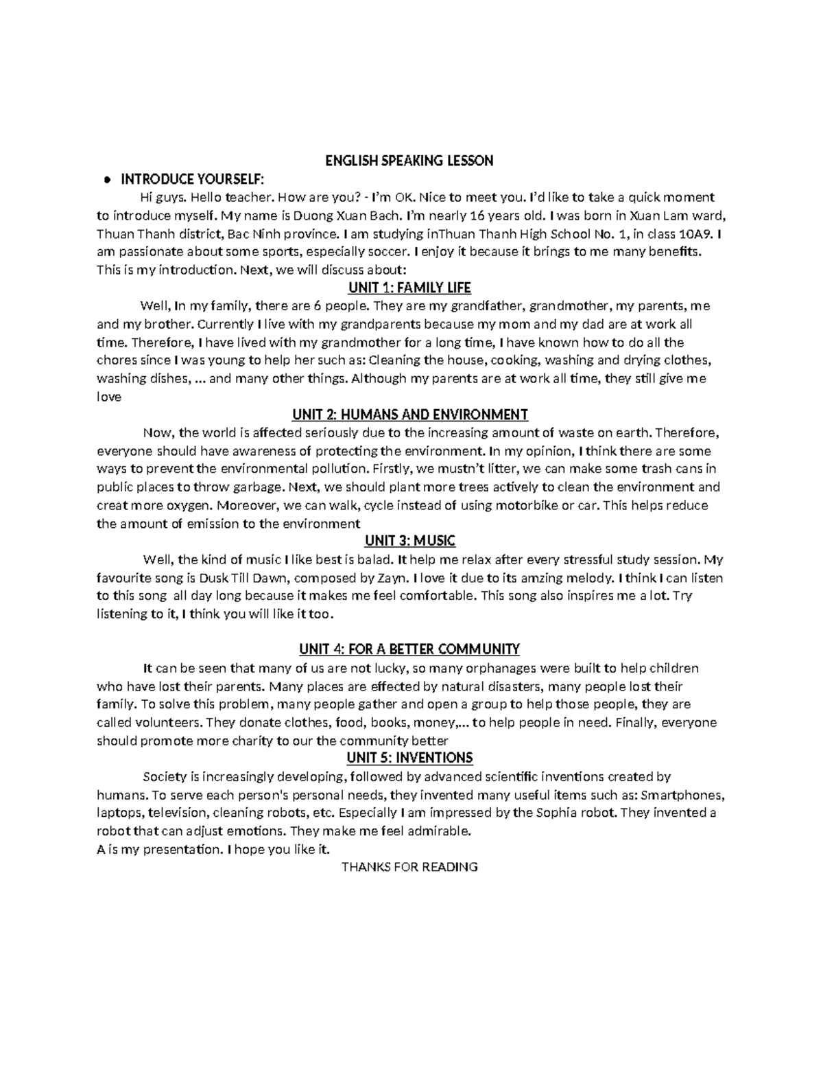 English Speaking Lesson: Self-Introduction & Environmental Awareness ...