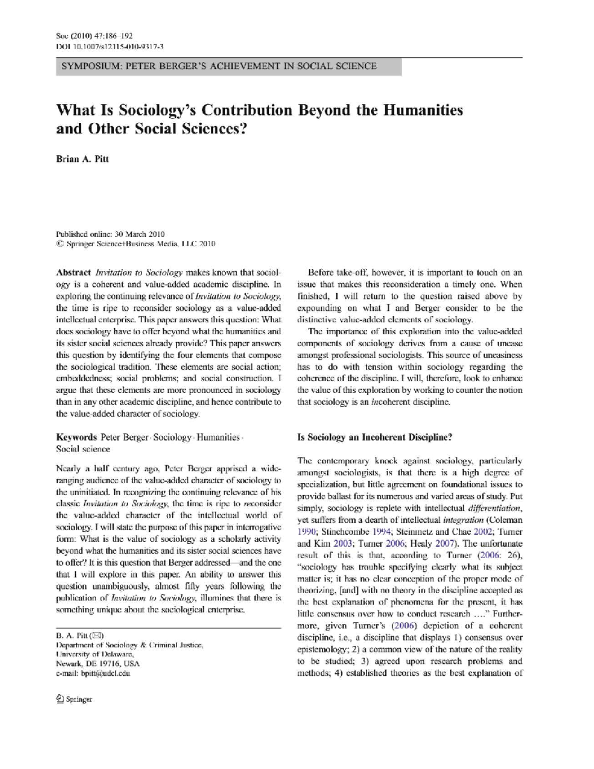 Sociology's Impact: Contributions Beyond Humanities & Social Sciences ...