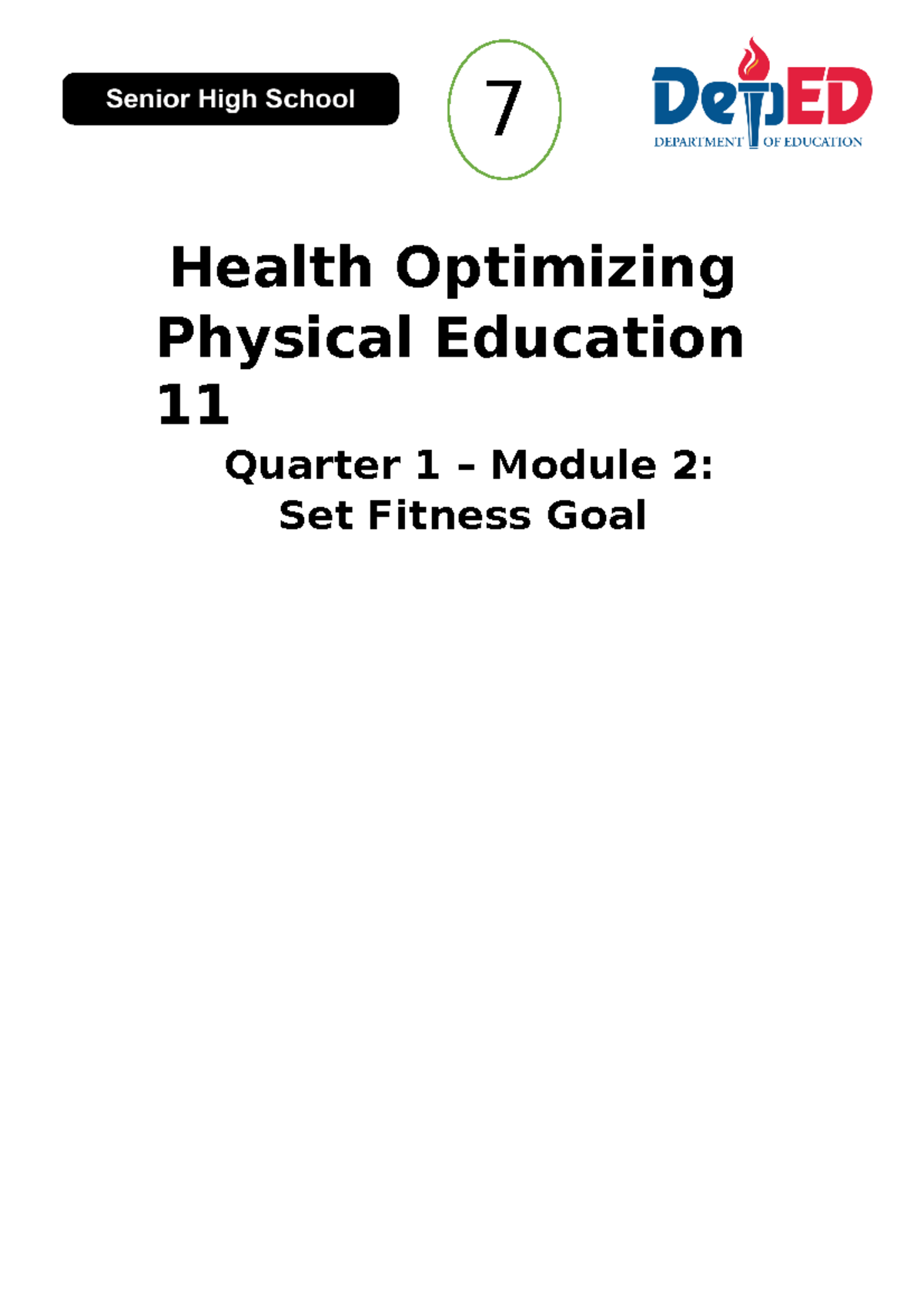 Q1 PE Module 2: Setting and Achieving Your Fitness Goals - Studocu
