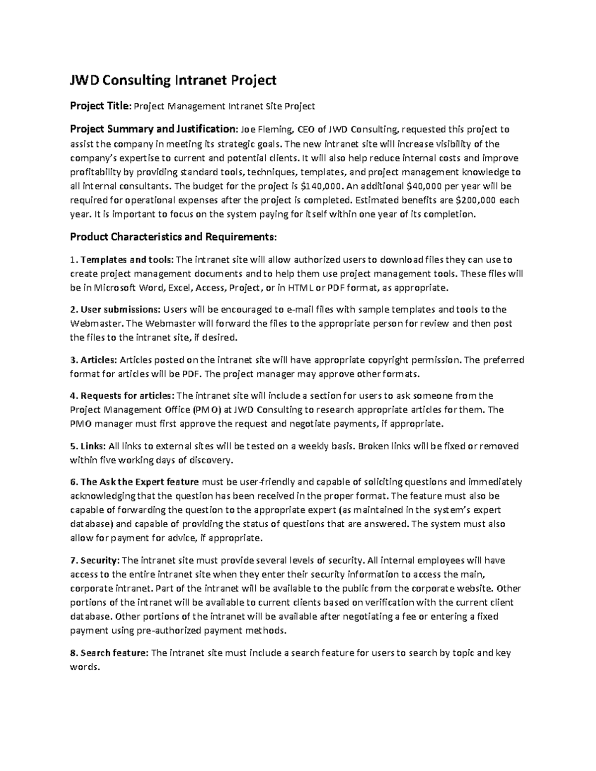 JWD Consulting Intranet Project - JWD Consulting Intranet Project ...