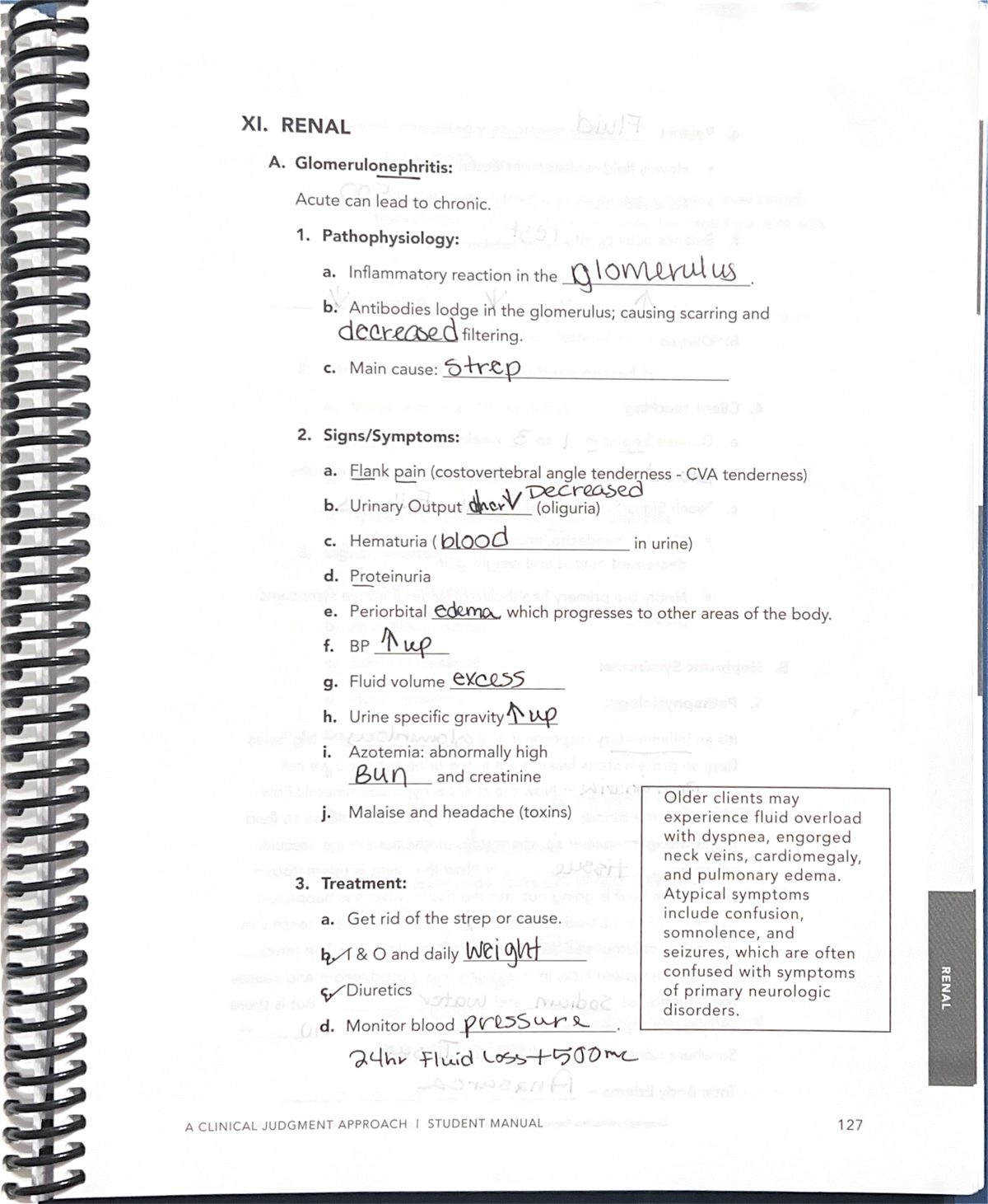 XI. Renal-1 - notes - XI. RENAL A. Glomerulonephritis: Acute can lead ...