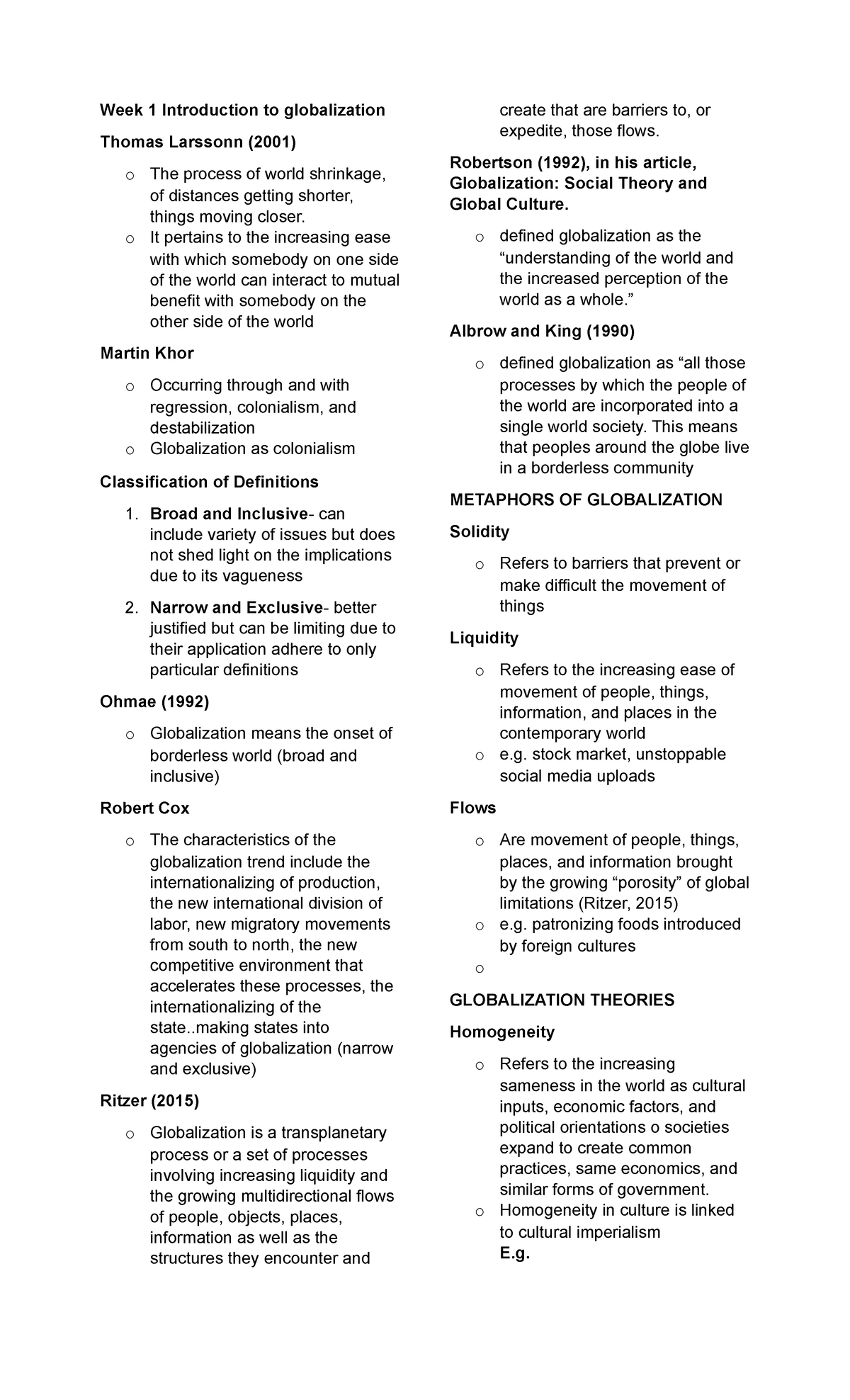 BSA-1 TCWD Prelims Notes - Week 1 Introduction to globalization create ...