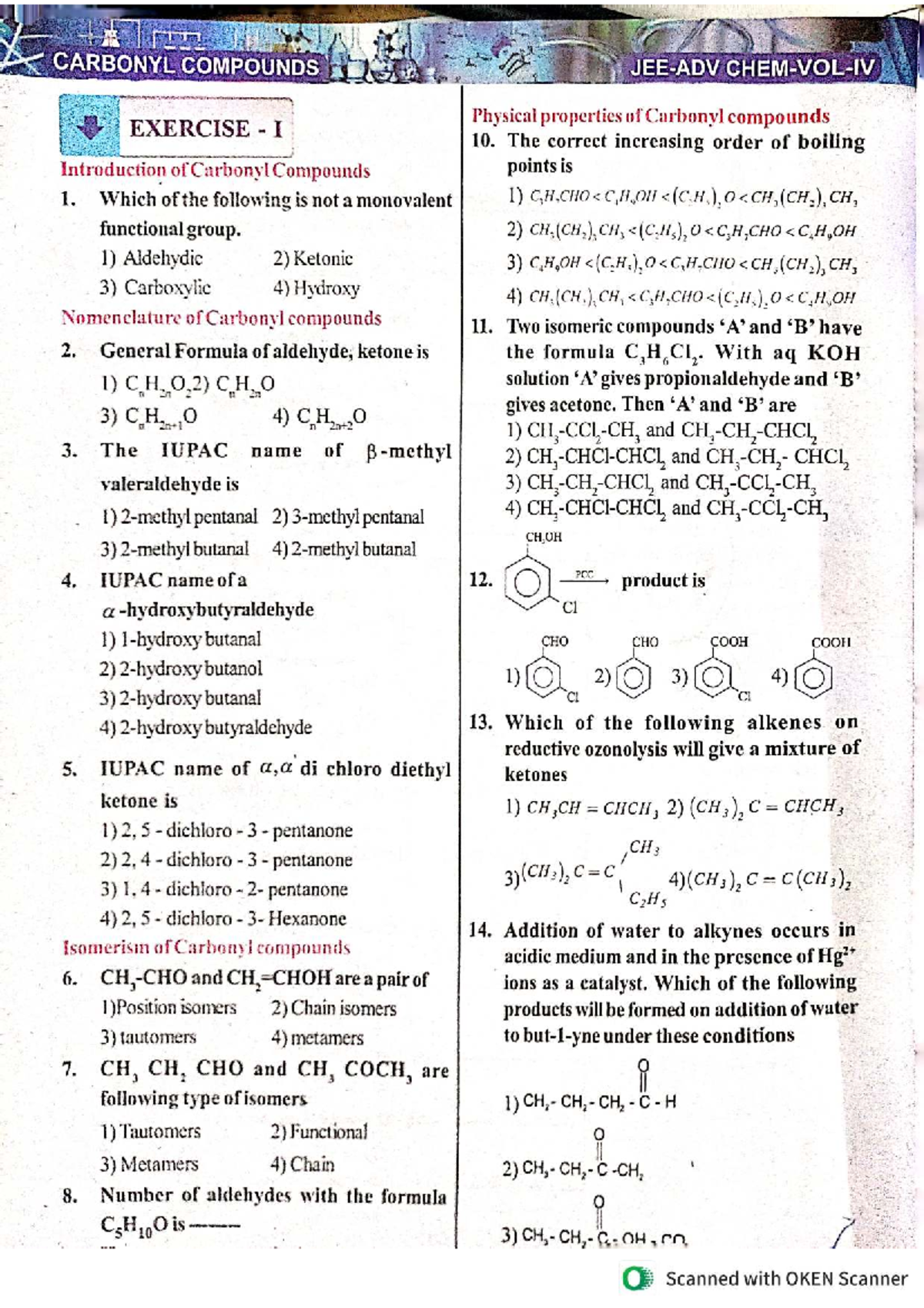 Carbonyl Compounds Comprehensive Assignment - CH101 - Studocu