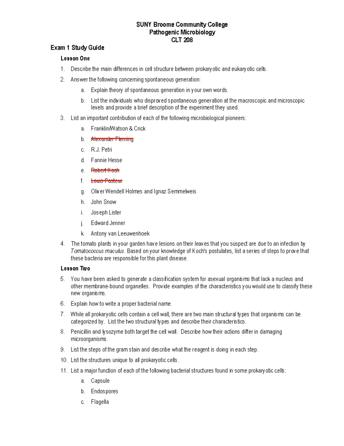 CLT 208 Exam 1 Study Guide updated 212 - SUNY Broome Community College ...