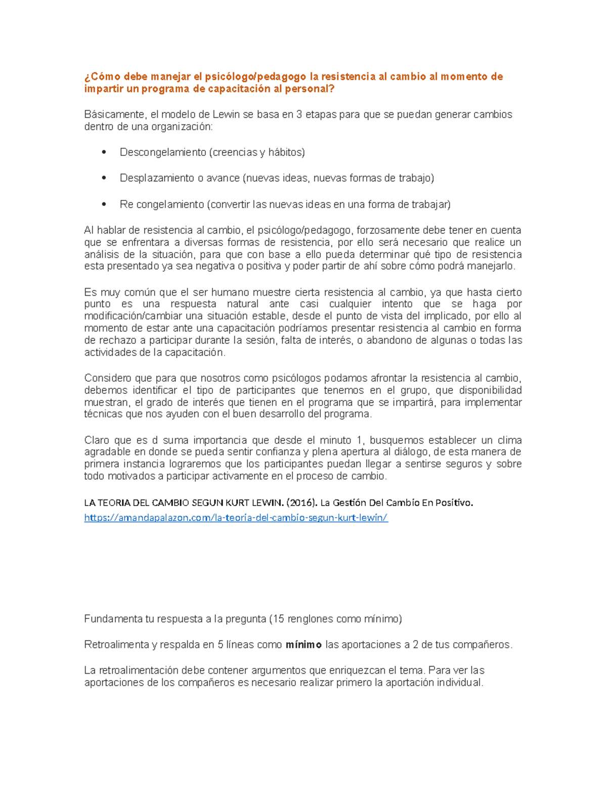 Foro 2 - Manejo de la Resistencia al Cambio en Programas de ...