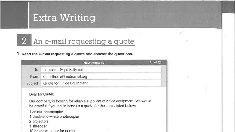 Extra Writing Workbook: Requesting Quotes, Meeting Rescheduling, and ...