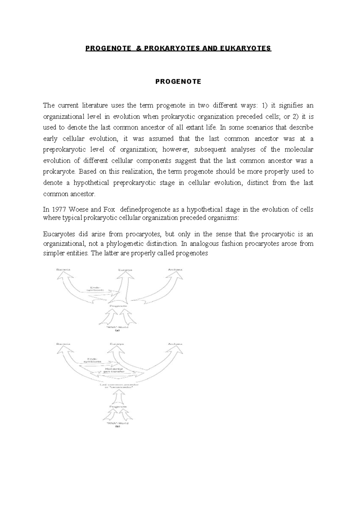 Progenote, Prokaryotes, and Eukaryotes: Understanding Cell Evolution ...