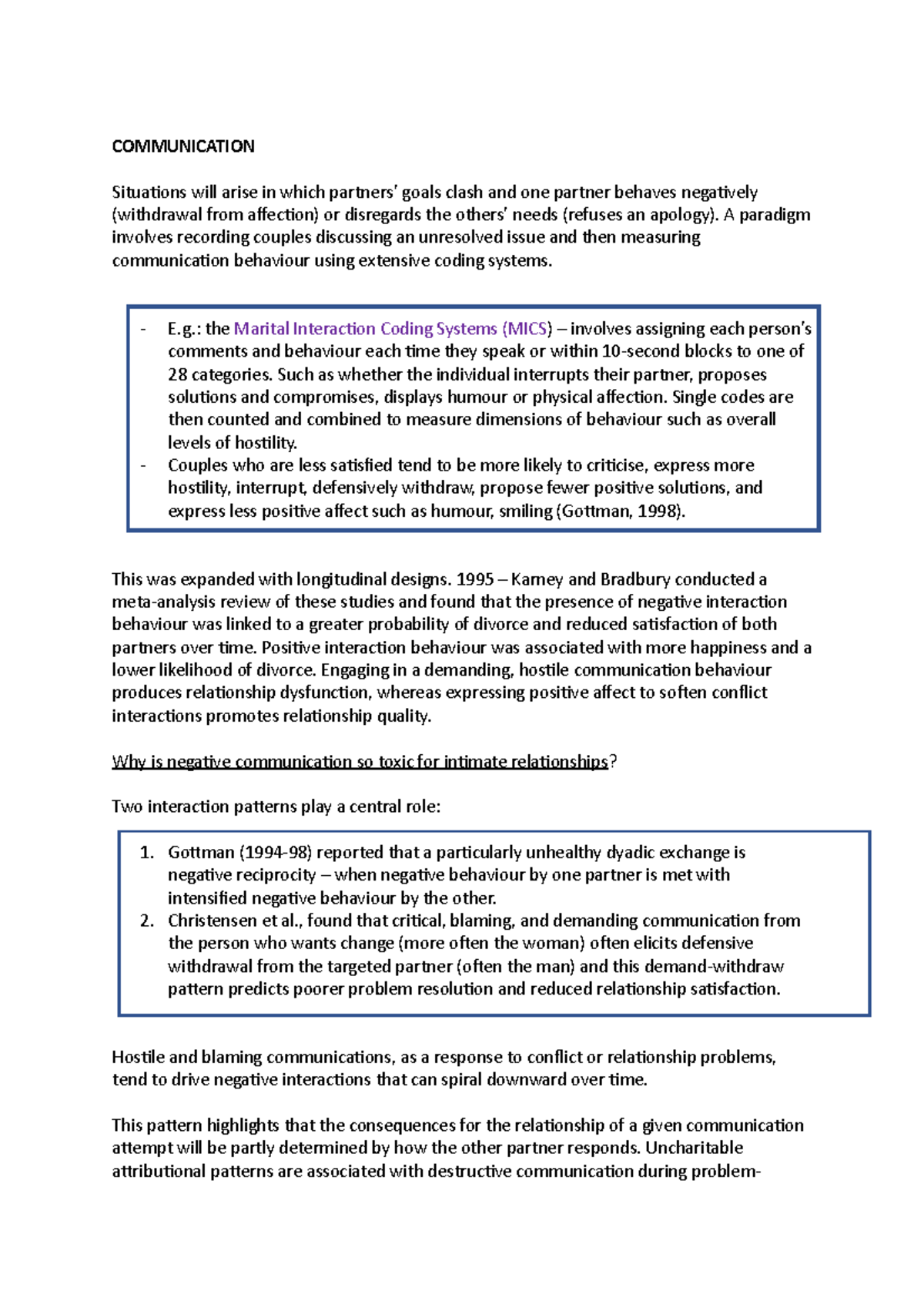 Communication - intimate relationships chapter 12 - summary of section ...