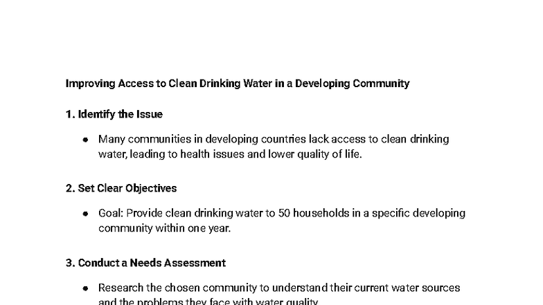 Improving Access to Clean Drinking Water in a Developing Community ...