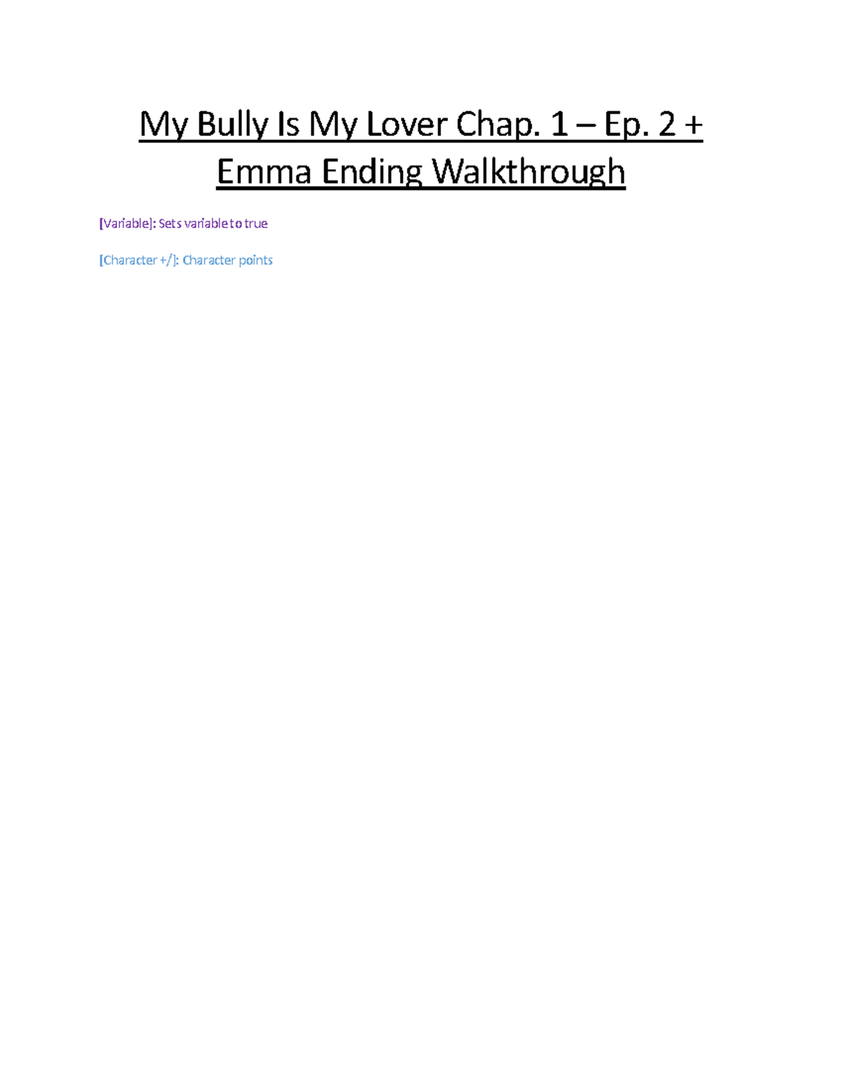 My Bully Is My Lover Walkthrough: Chapters 1-2 Guide - Document Preview