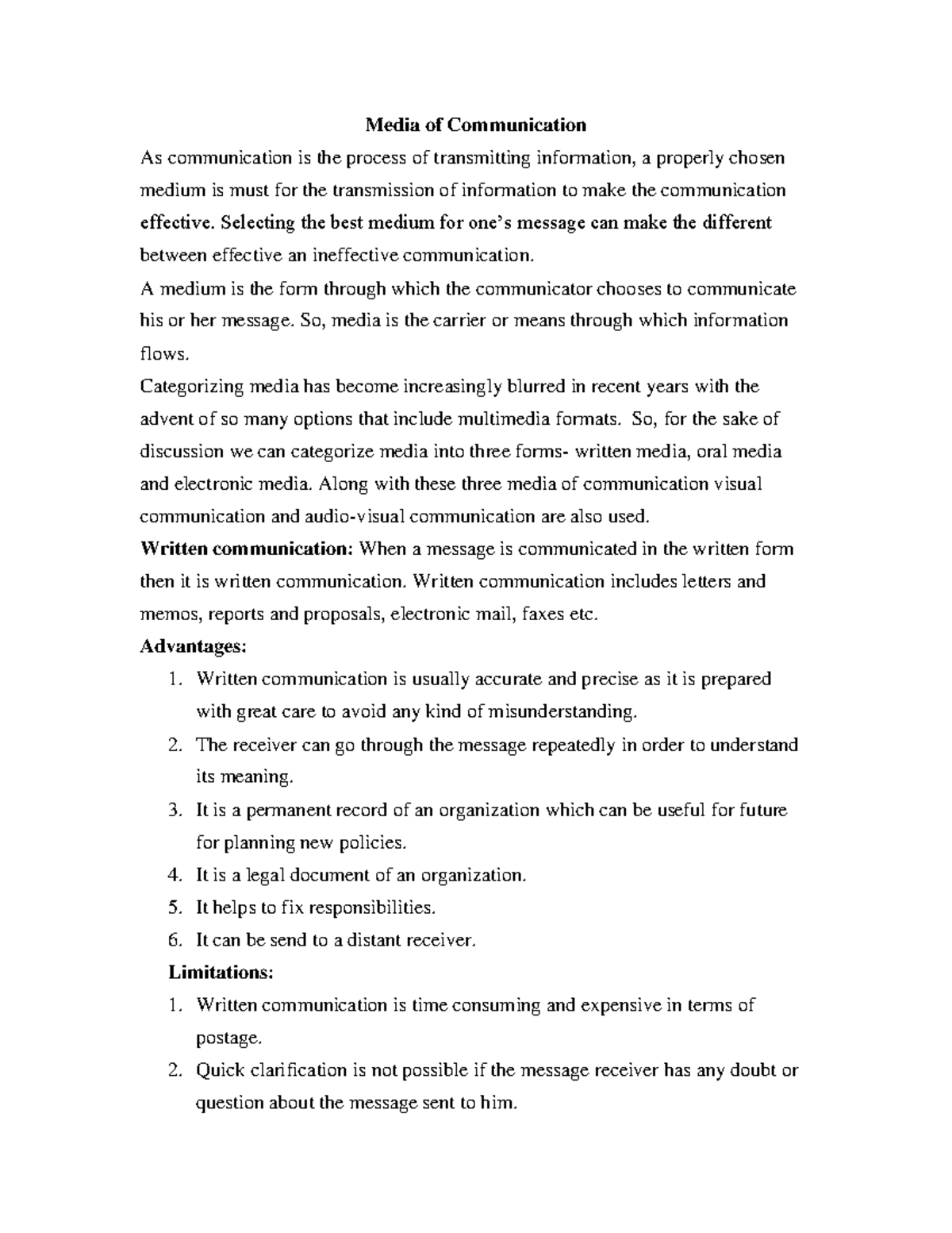 Bu Comm Lecture Sheet 02: Understanding Media of Communication - Studocu