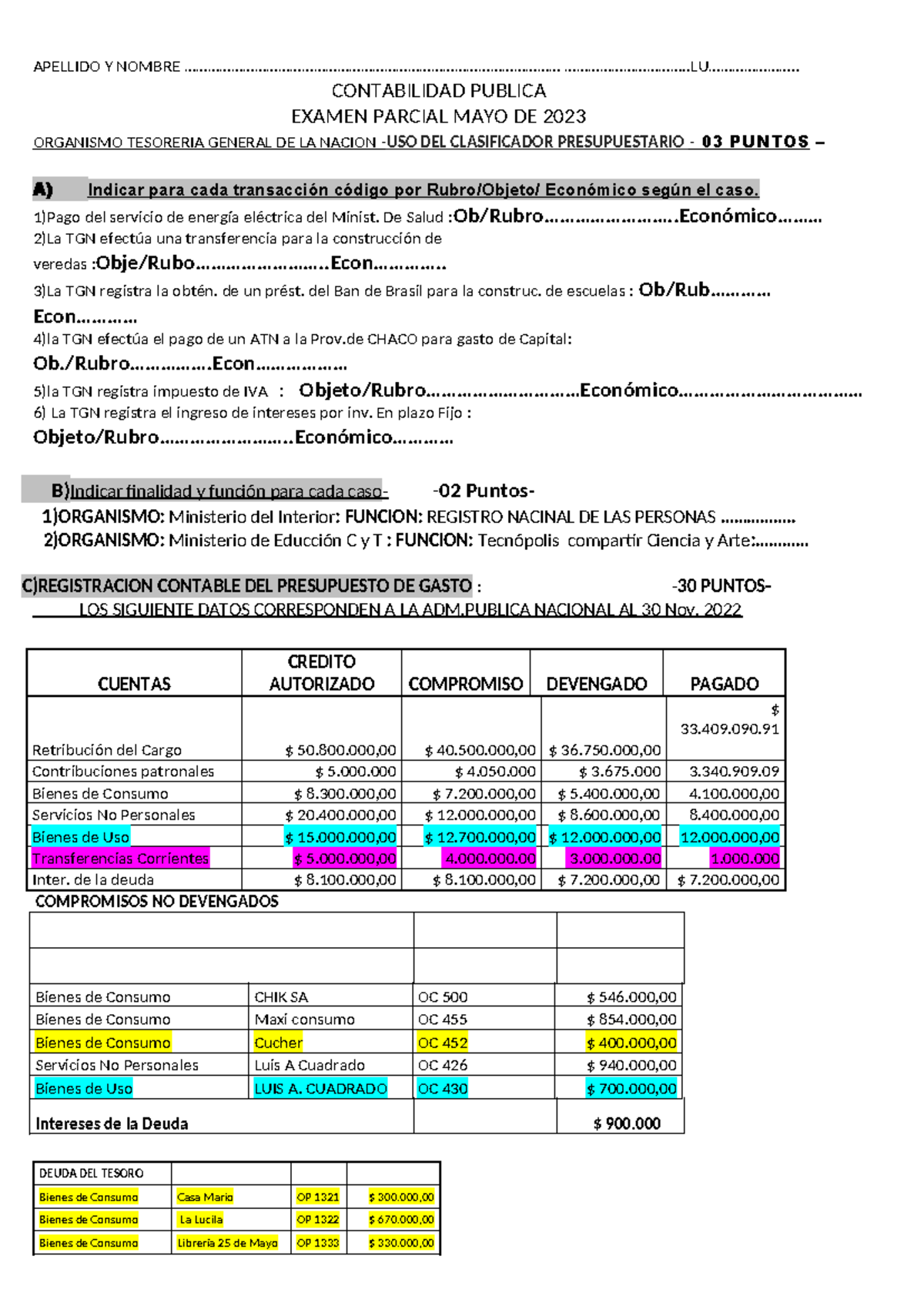 Examen Parcial Contabilidad Pública 2023 - Código: CP001 - Studocu