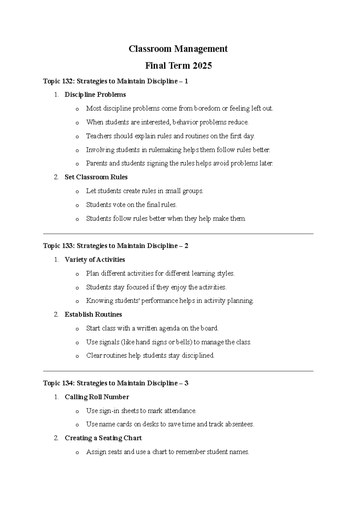 Classroom Management (EDU 202) Final Exam Notes: Strategies for ...