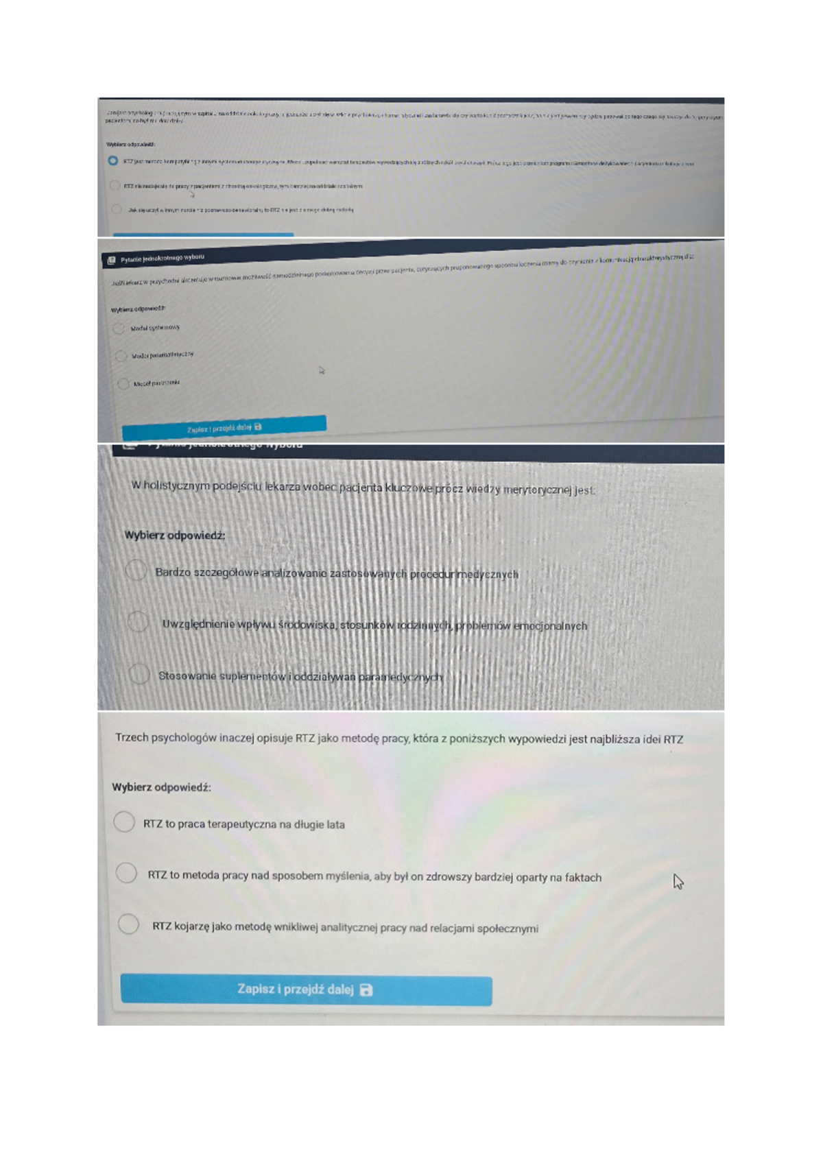 Zaliczenie Psychosomatyka: Pytania do Zrozumienia RTZ i Komunikacji Klinicznej - Document Preview