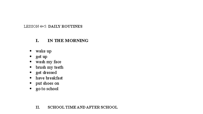 Lesson 5 - Daily Routines and Activities for Students - Studocu