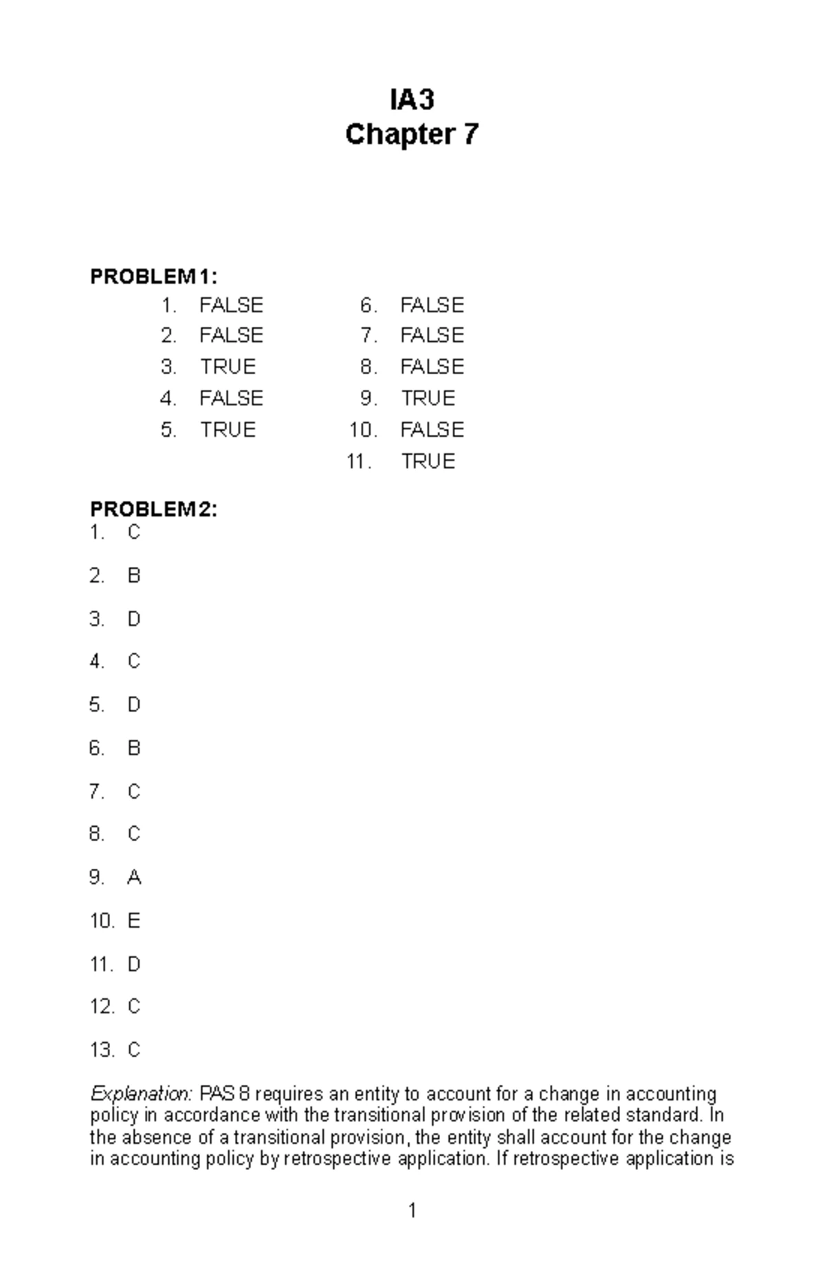 IA3 Chapter-8 Notes Part-2 - IA Chapter 8 PROBLEM 1: 1. TRUE 6. TRUE 2 ...