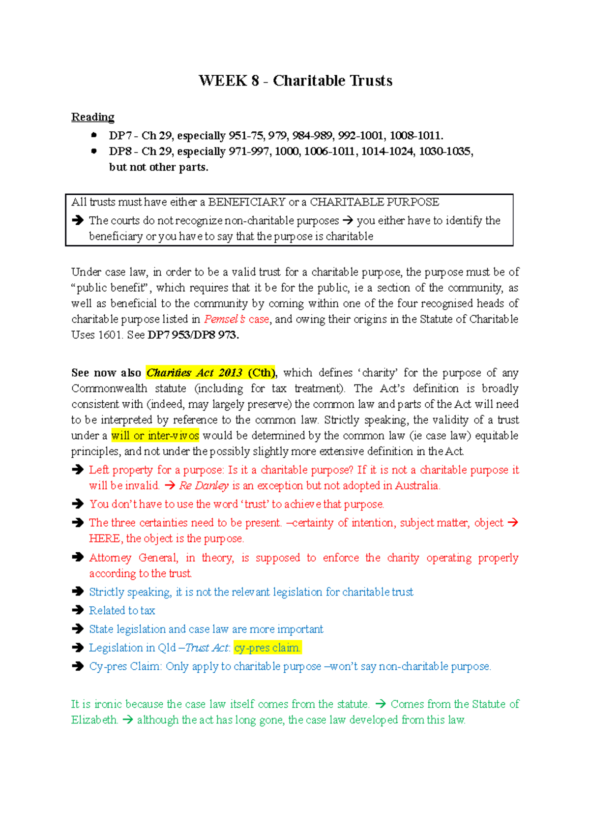 Equity Study Notes on Charitable Trusts - PART C (DP7/D8) - Studocu