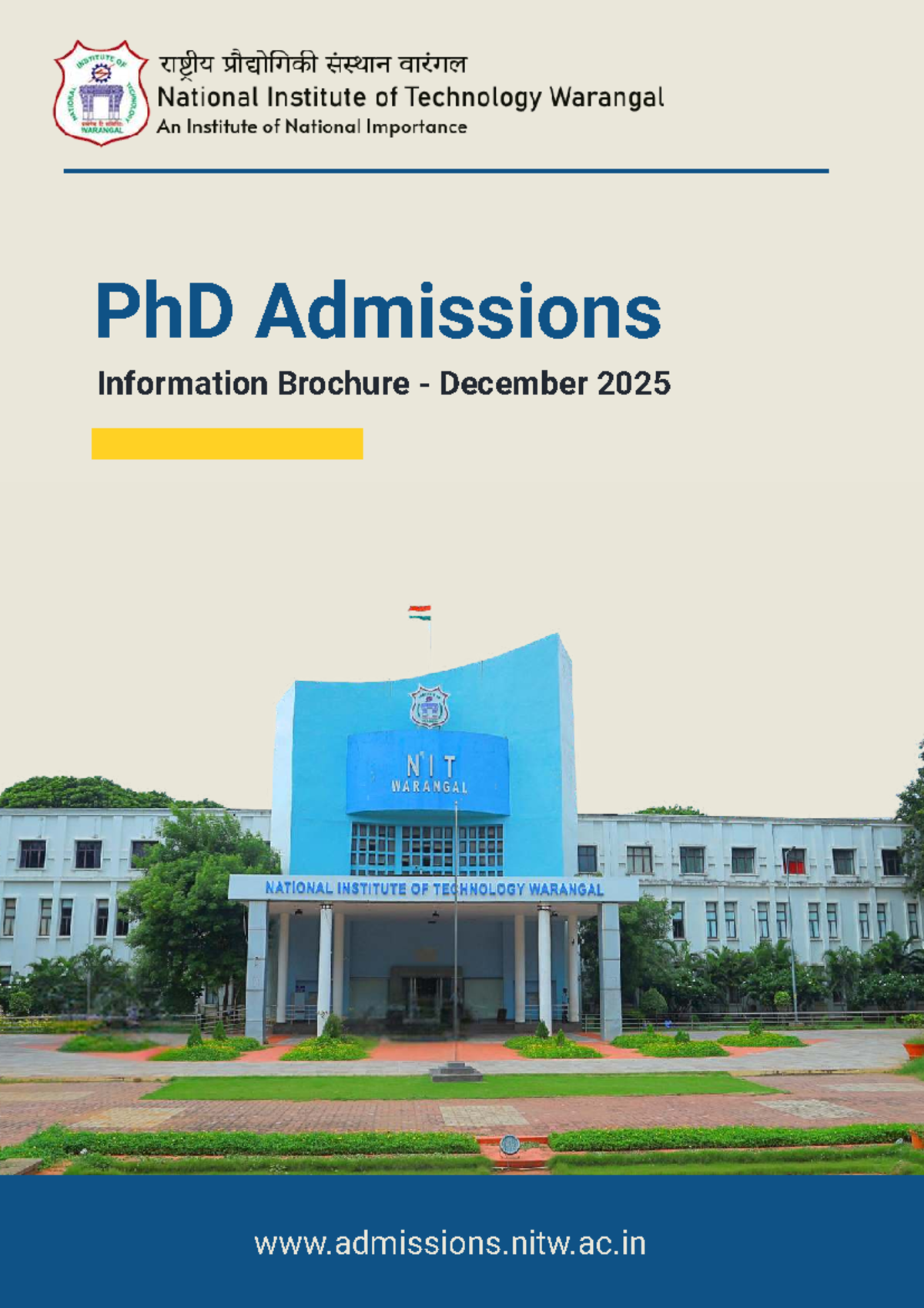 NIT Warangal PhD Admissions Brochure December 2025 - Final Edition ...