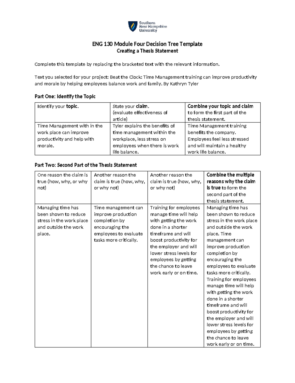ENG 130 Module Four Thesis Statement Decision Tree Template - Studocu