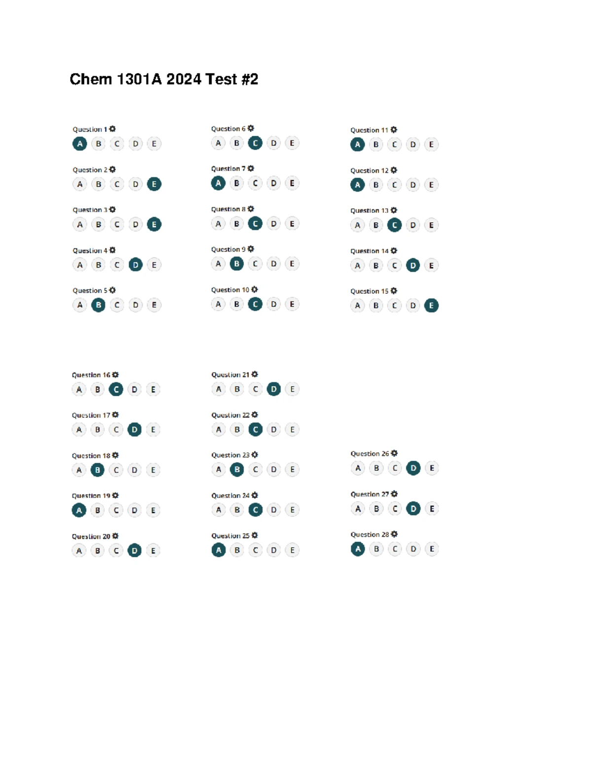 CHEM 1301 Diagnostic quiz questions and answers - Answers to the Chem ...