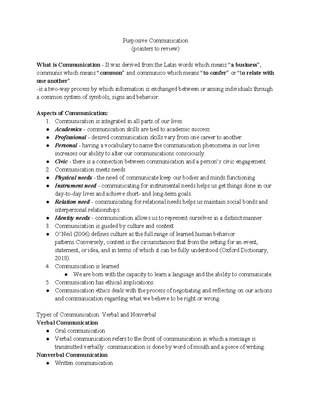 Purposive Communication (PCOM) Review Notes and Key Concepts - Studocu