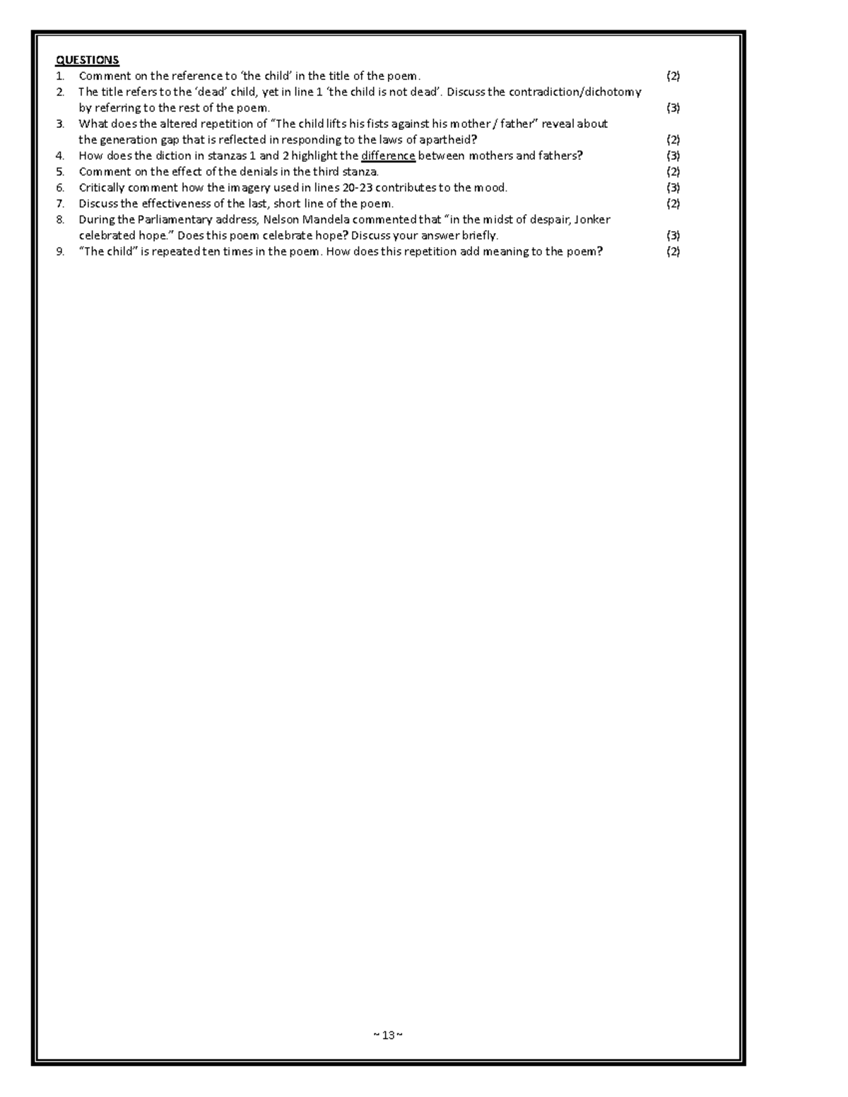 Grade 12 English HL Poetry Notes: Analysis of Dennis Brutus and Jofre ...