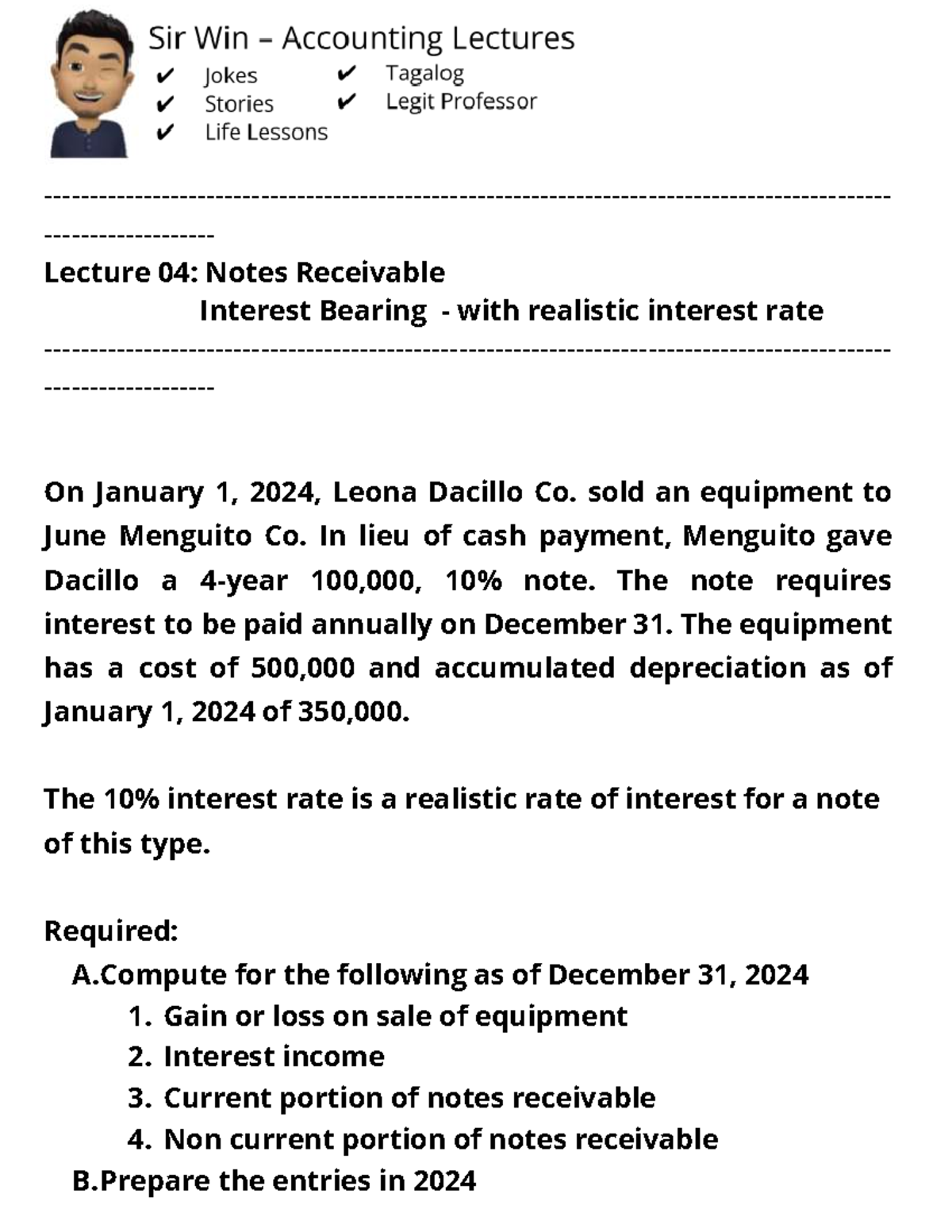 Lecture 04: Notes Receivable & Interest Income Analysis - Studocu