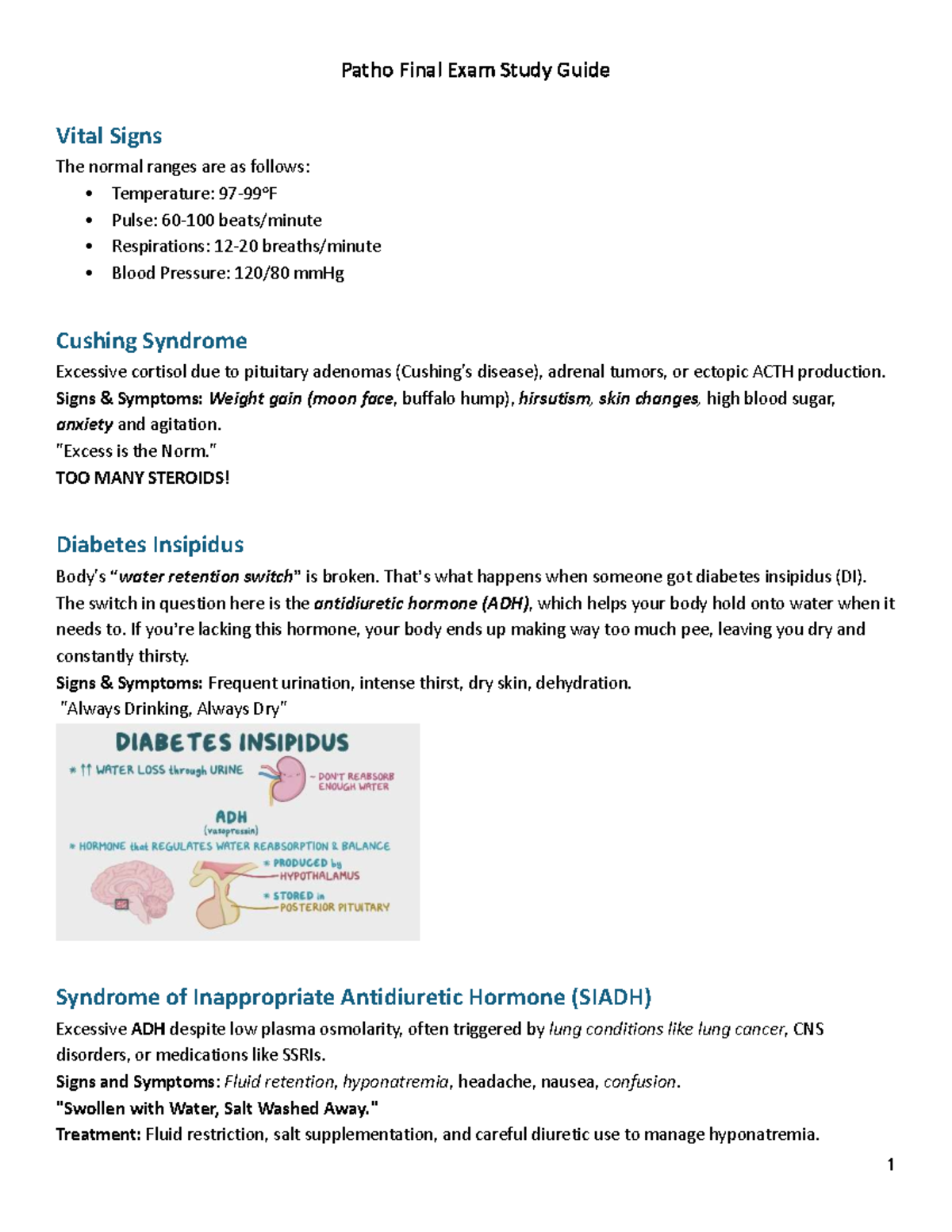 Patho 101 Final Exam Study Guide: Vital Signs & Key Conditions - Studocu