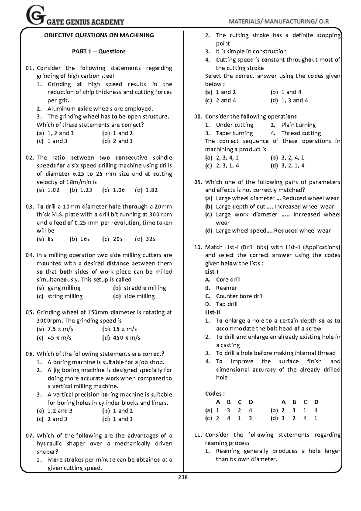 3) Machining for production process - OBJECTIVE QUESTIONS ON MACHINING ...