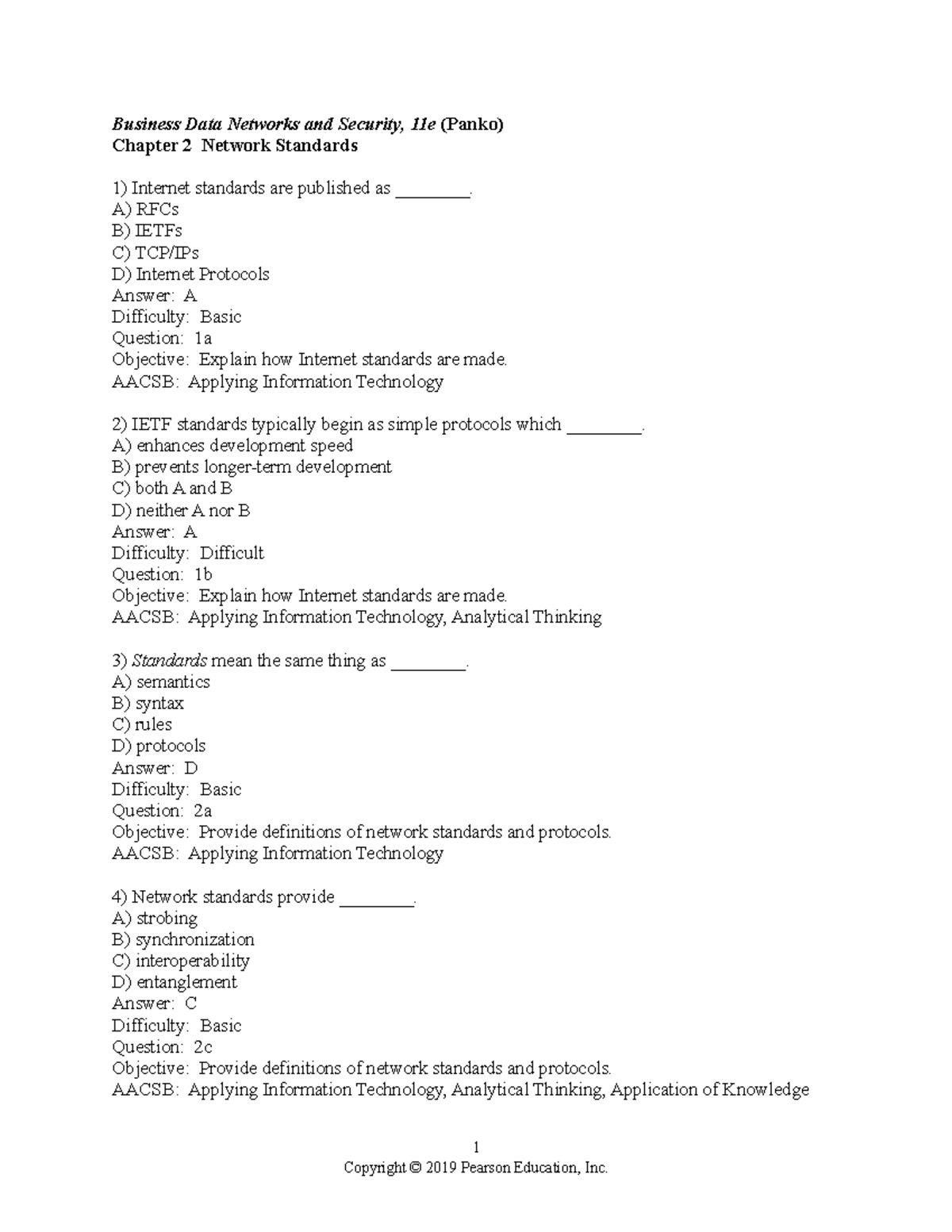 Chapter 02 - Network Standards and Protocols (BUS 101) - Document Preview