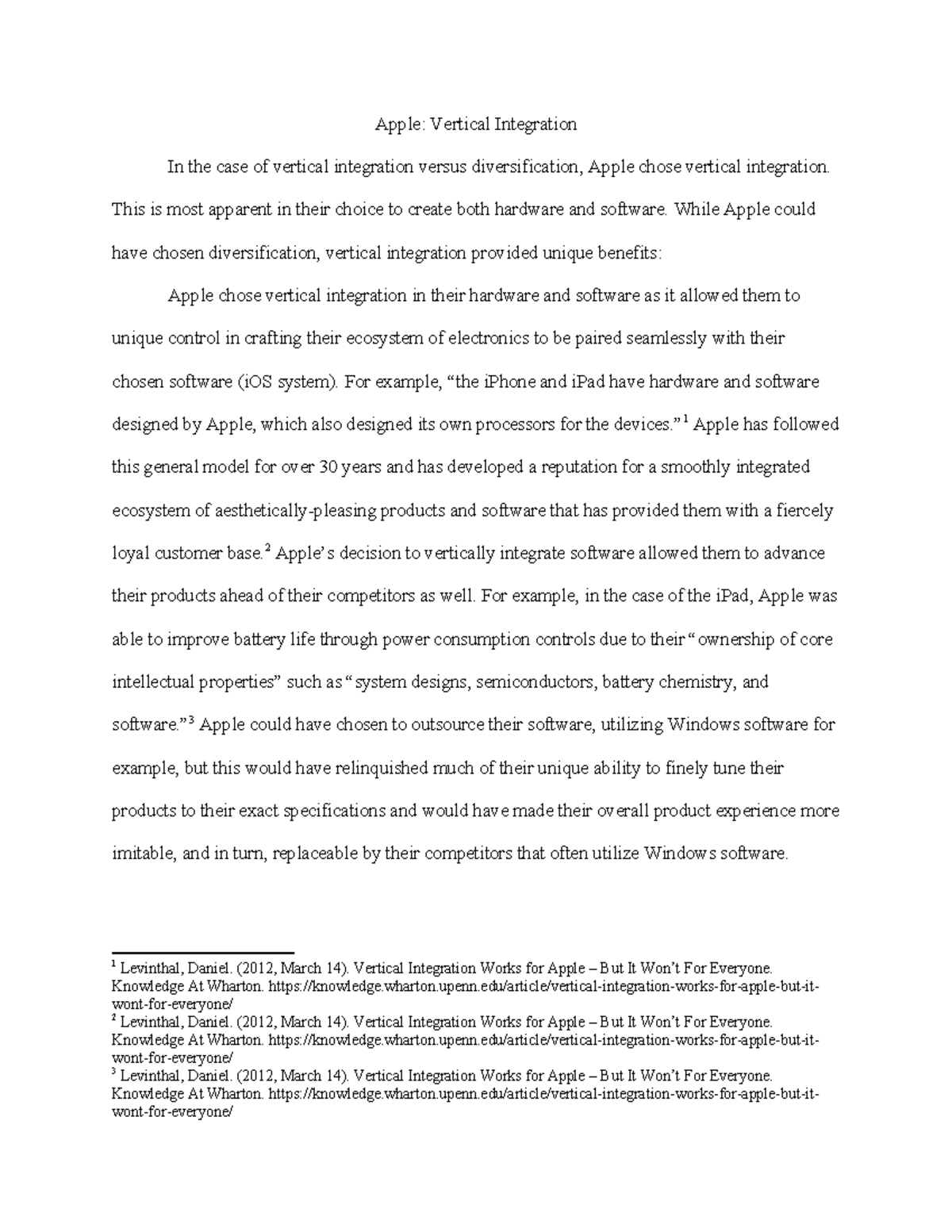 Apple: Vertical Integration Strategy Analysis - Essay Notes - Studocu