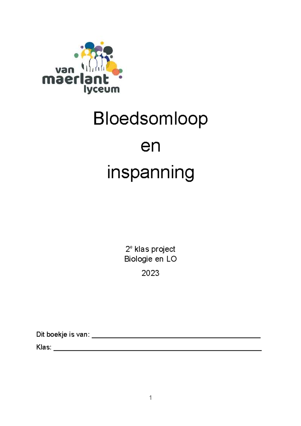 Bloedsomloop en Inspanning Project Klas 2 Biologie en LO 2024 - Studeersnel