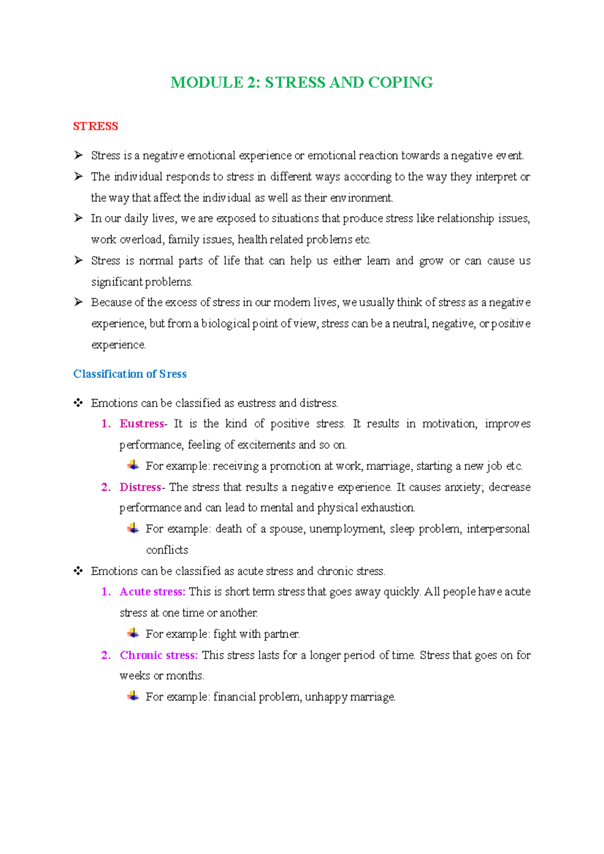Health Psychology: Module 3 - Understanding Stress and Coping ...