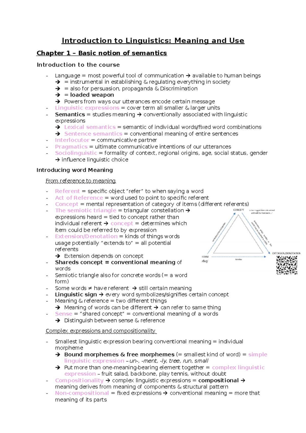 Summary - Introduction to Linguistics: Meaning and Use Chapter 1 ...