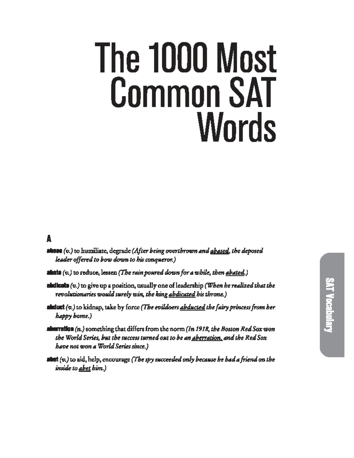 SAT - Essential Vocabulary List for SAT Preparation - Studocu