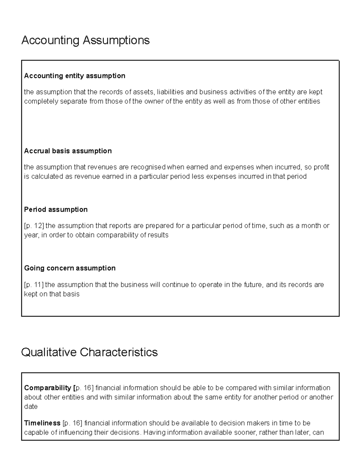 Accounting Notes 3 & 4: Key Assumptions and Concepts in Accounting ...