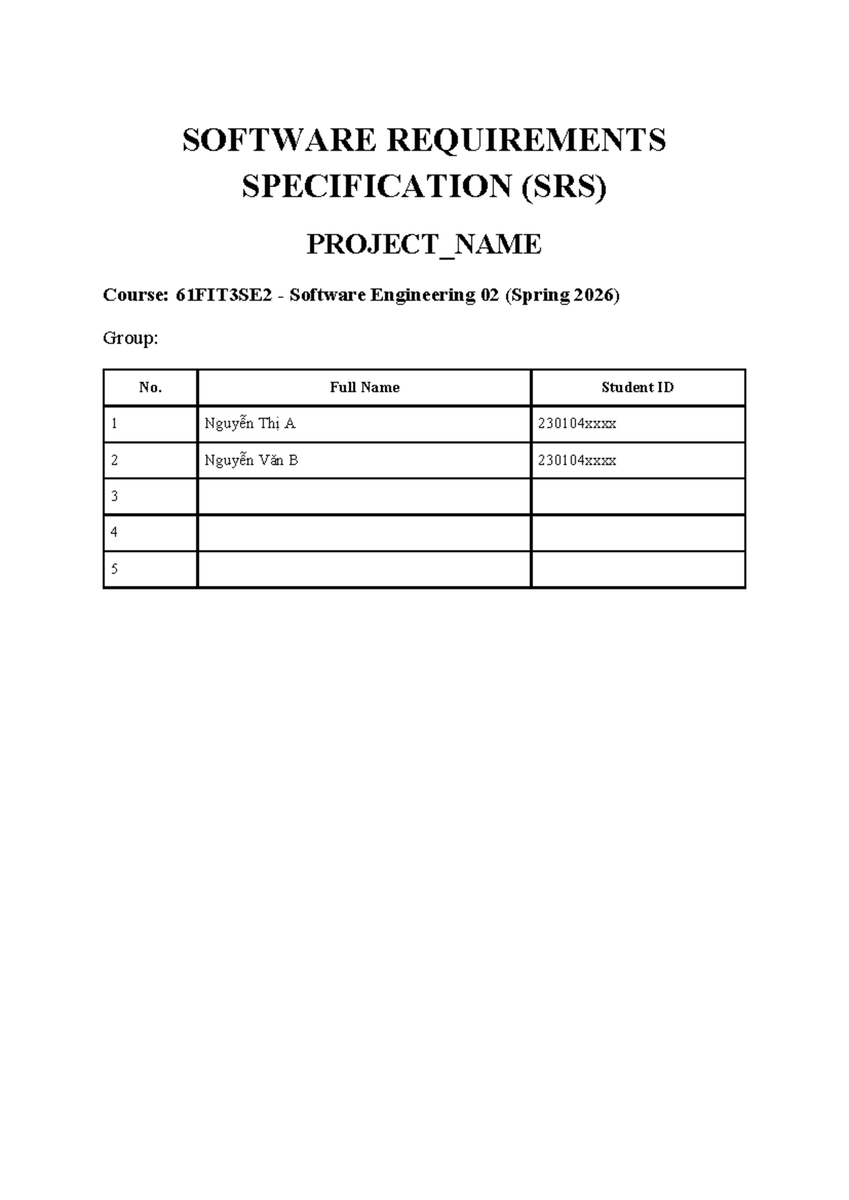 SRS Document for 61FIT3SE2 Software Engineering Project (Spring 2026 ...