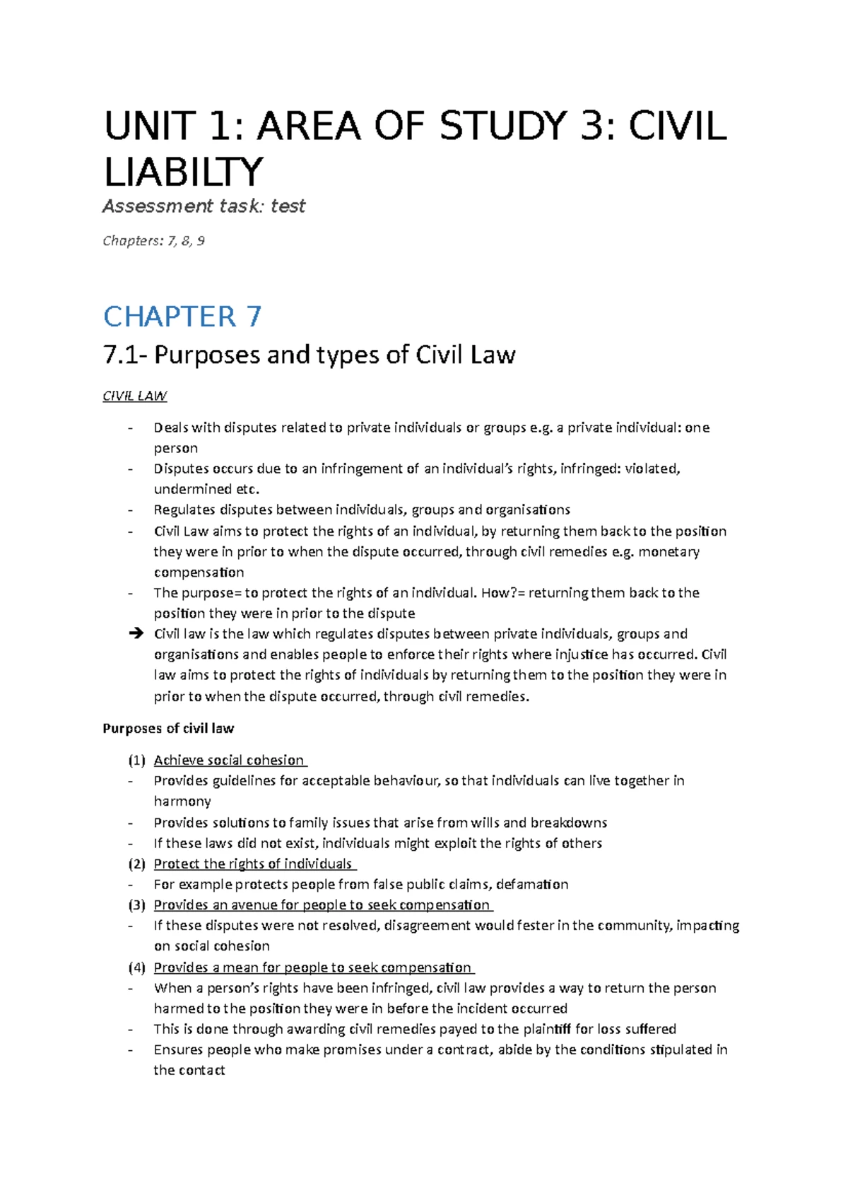 VCE Legal Studies Unit 1 AOS 1 Notes - Legal notes – Social cohesion is ...