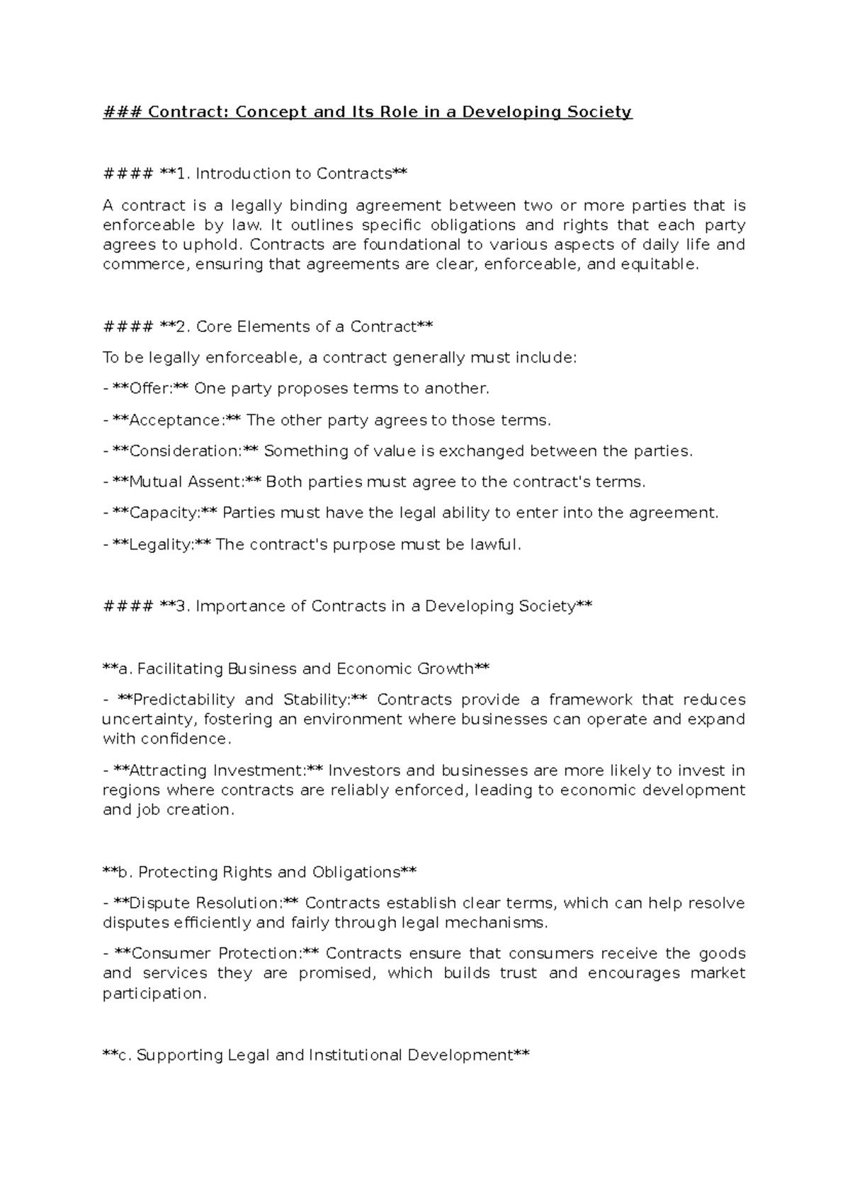 Module 1: Contract Law - Key Concepts and Their Societal Impact - Studocu