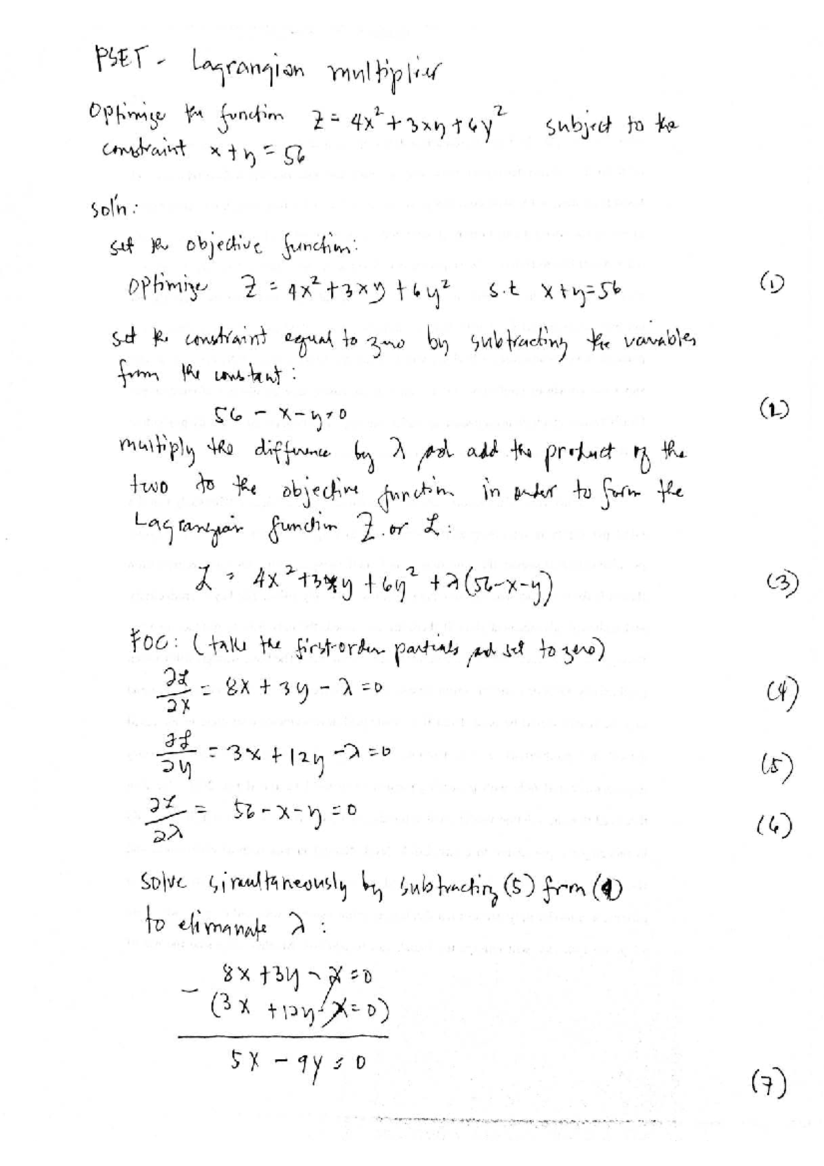 Pset L8: Sample Lagrange Method Notes for OPpmg 3 - Studocu