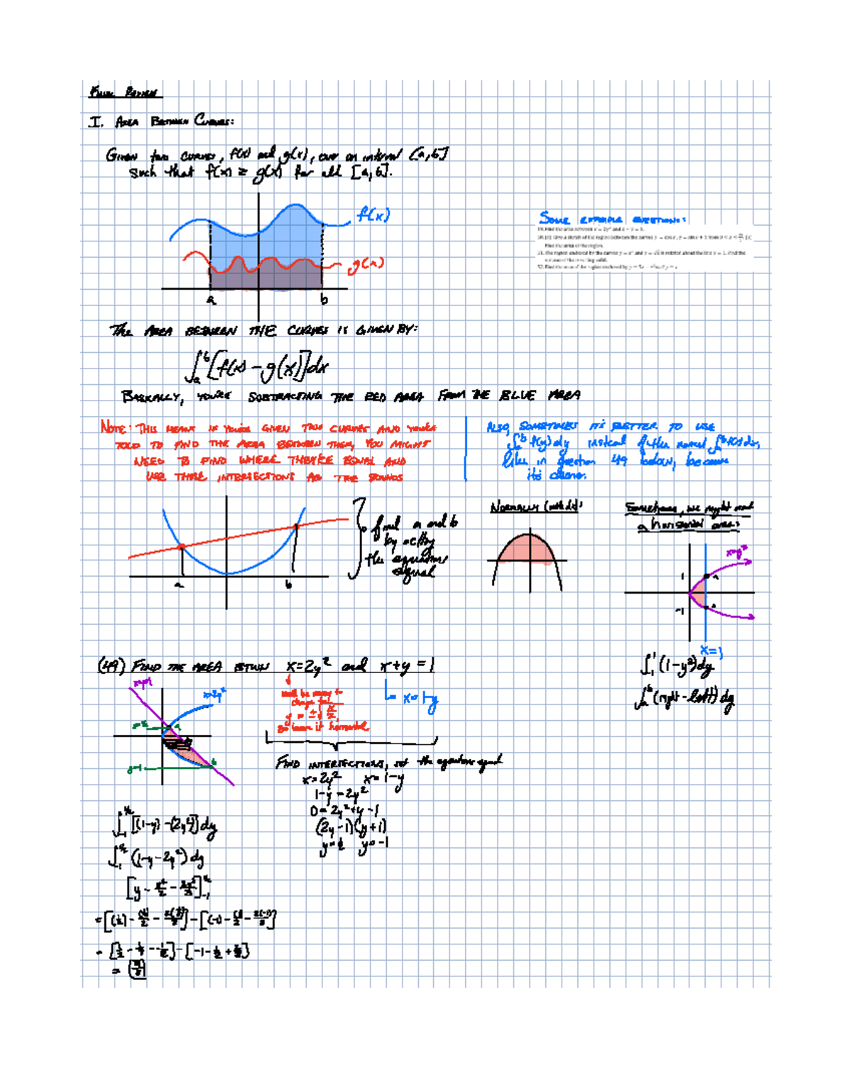 Area Between Curves: A Comprehensive Review for Calculus (MATH101 ...