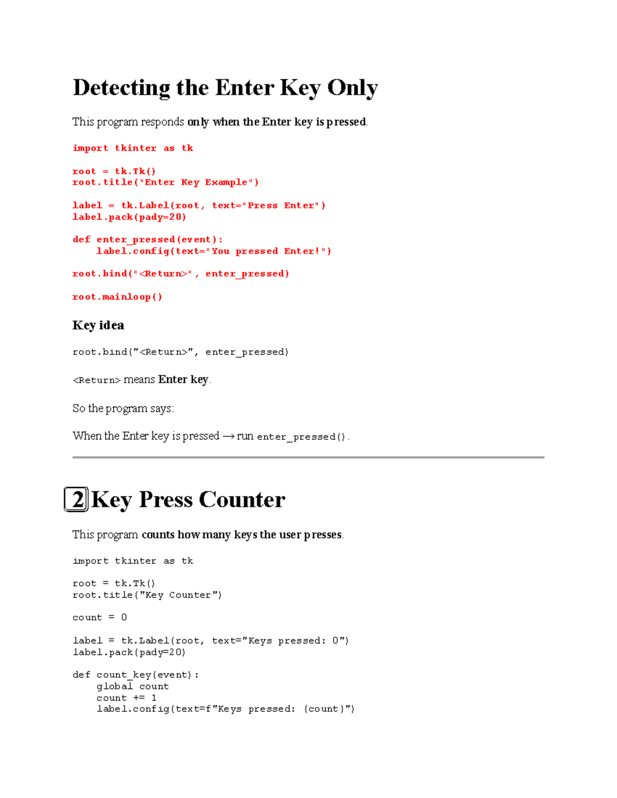 Event Handling Examples in Python Tkinter Programming - Studocu