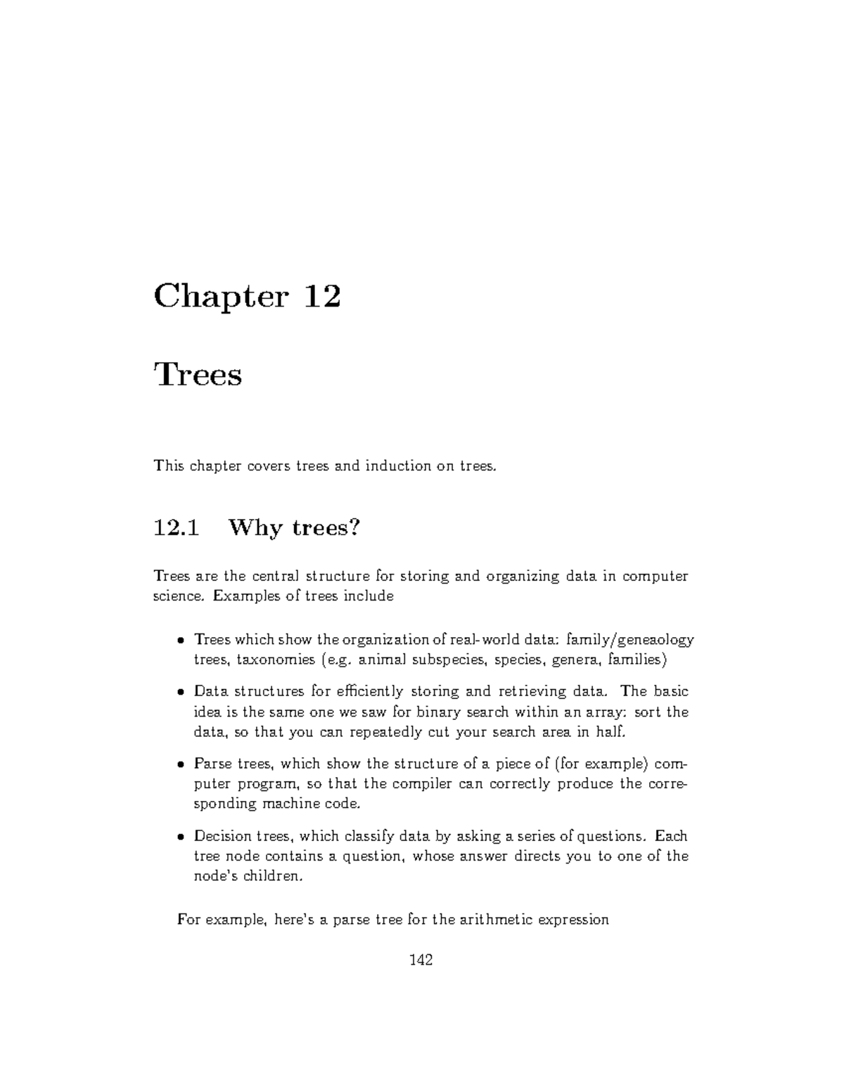 Trees - Tree - Chapter 12 Trees This chapter covers trees and induction ...