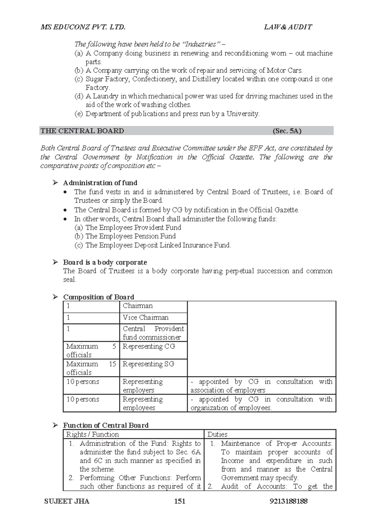 460289 Central Board and EPF Act Overview and Key Insights - Studocu