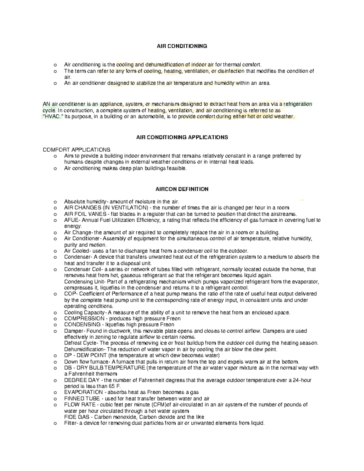 BU 2 HVAC - Comprehensive Overview of Air Conditioning Systems - Studocu