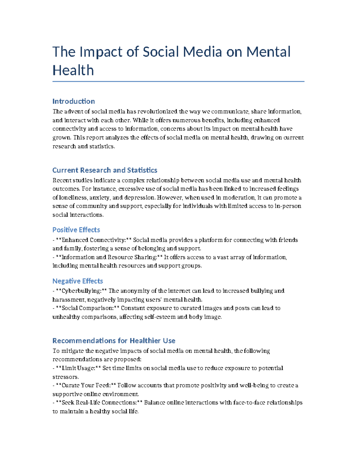 The Impact of Social Media on Mental Health: A Comprehensive Review ...